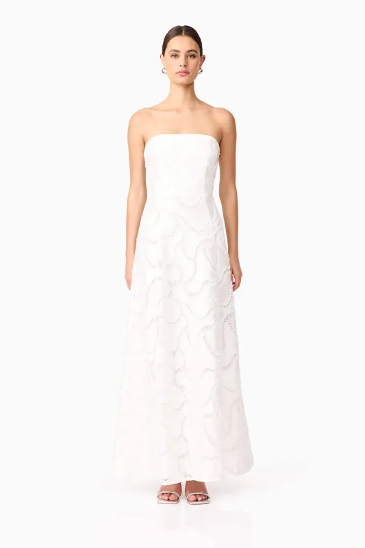 Elara Beaded Gown in White sold by Elliatt