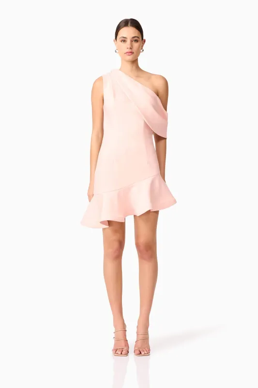 Ava Asymmetrical Mini Dress in Pink sold by Elliatt