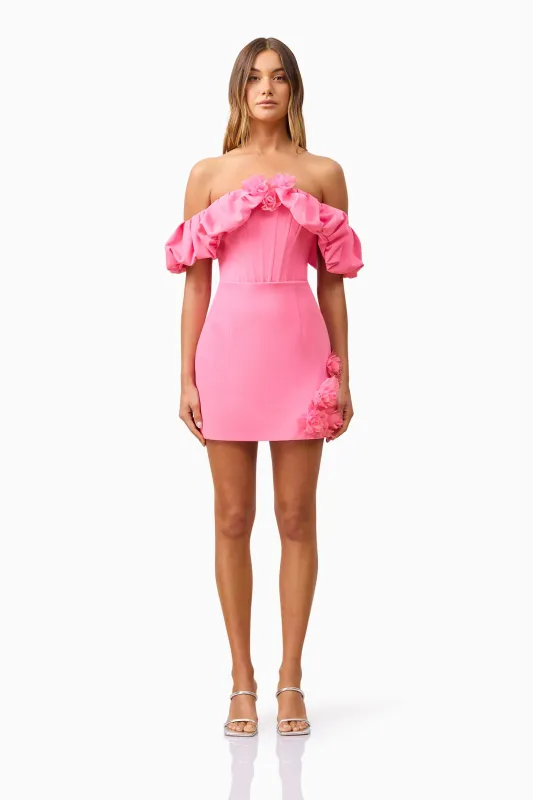 Klara Off The Shoulder Mini Dress in Pink sold by Elliatt