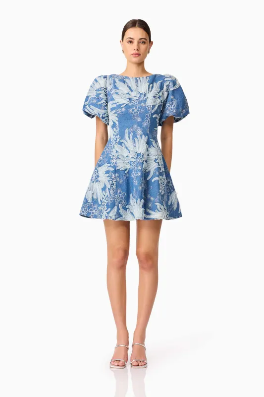 Anneliese A-Line Mini Dress in Blue sold by Elliatt