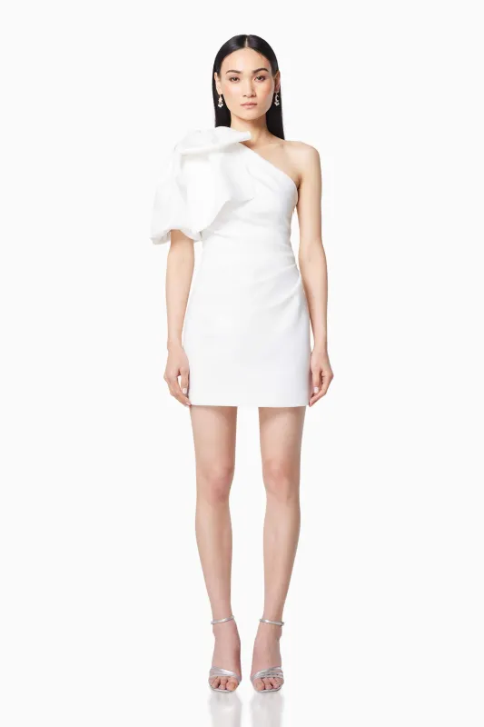 Marseilles 3D Bow Mini Dress In White sold by Elliatt