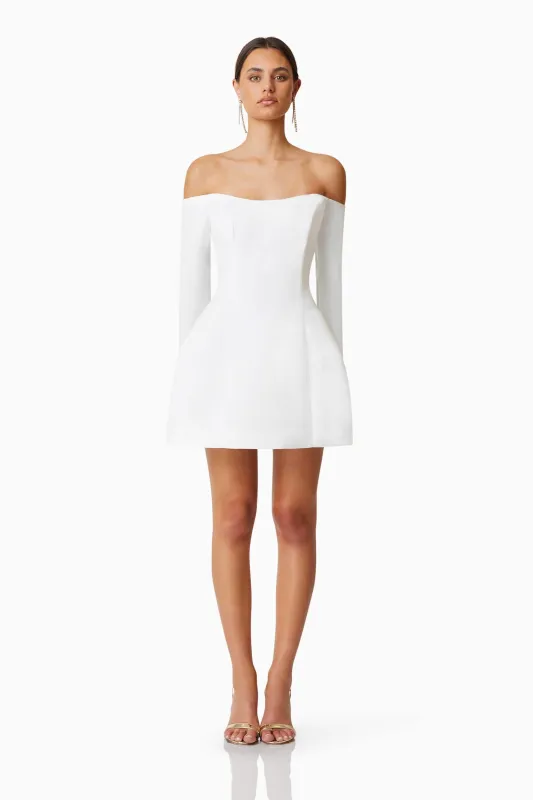Vida Off The Shoulder Day Mini Dress In White sold by Elliatt