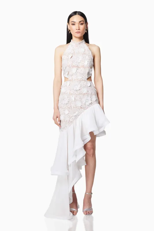 Dubrovnik Fitted Maxi Dress in White sold by Elliatt