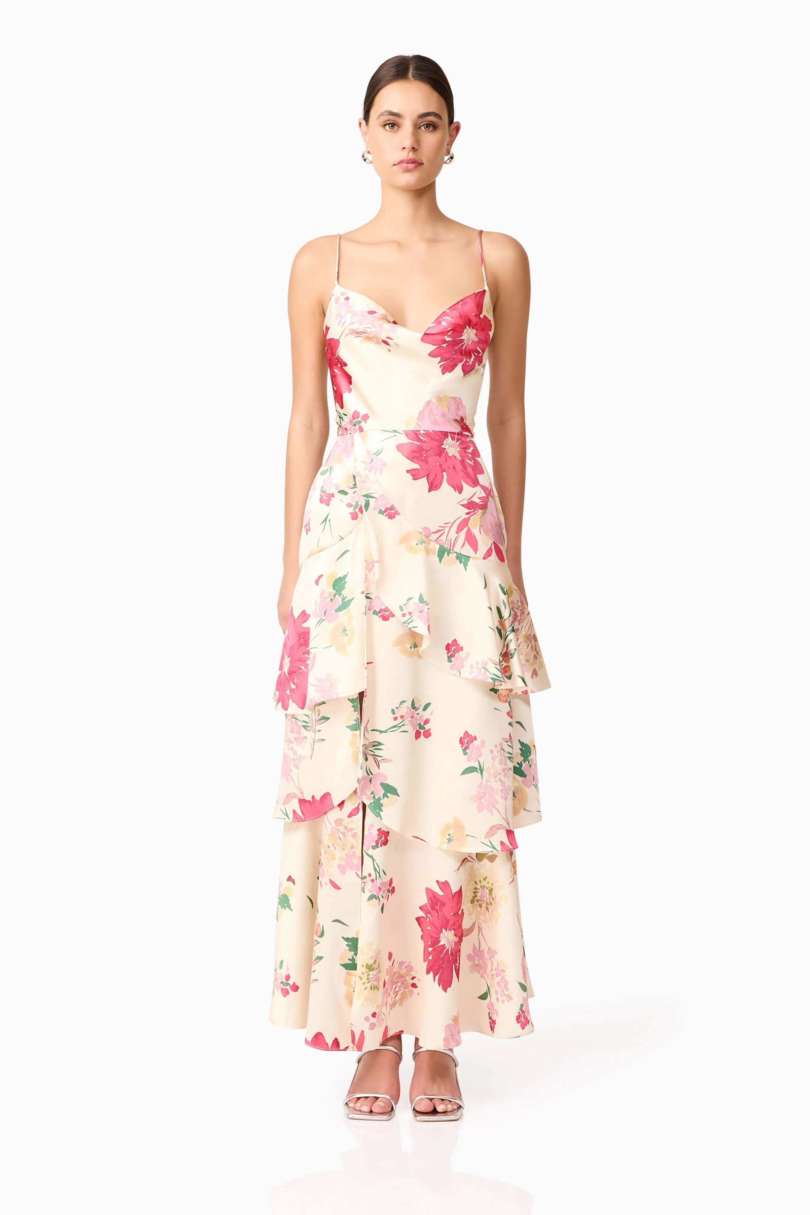 Rosalina Tiered Maxi Dress in Floral sold by Elliatt