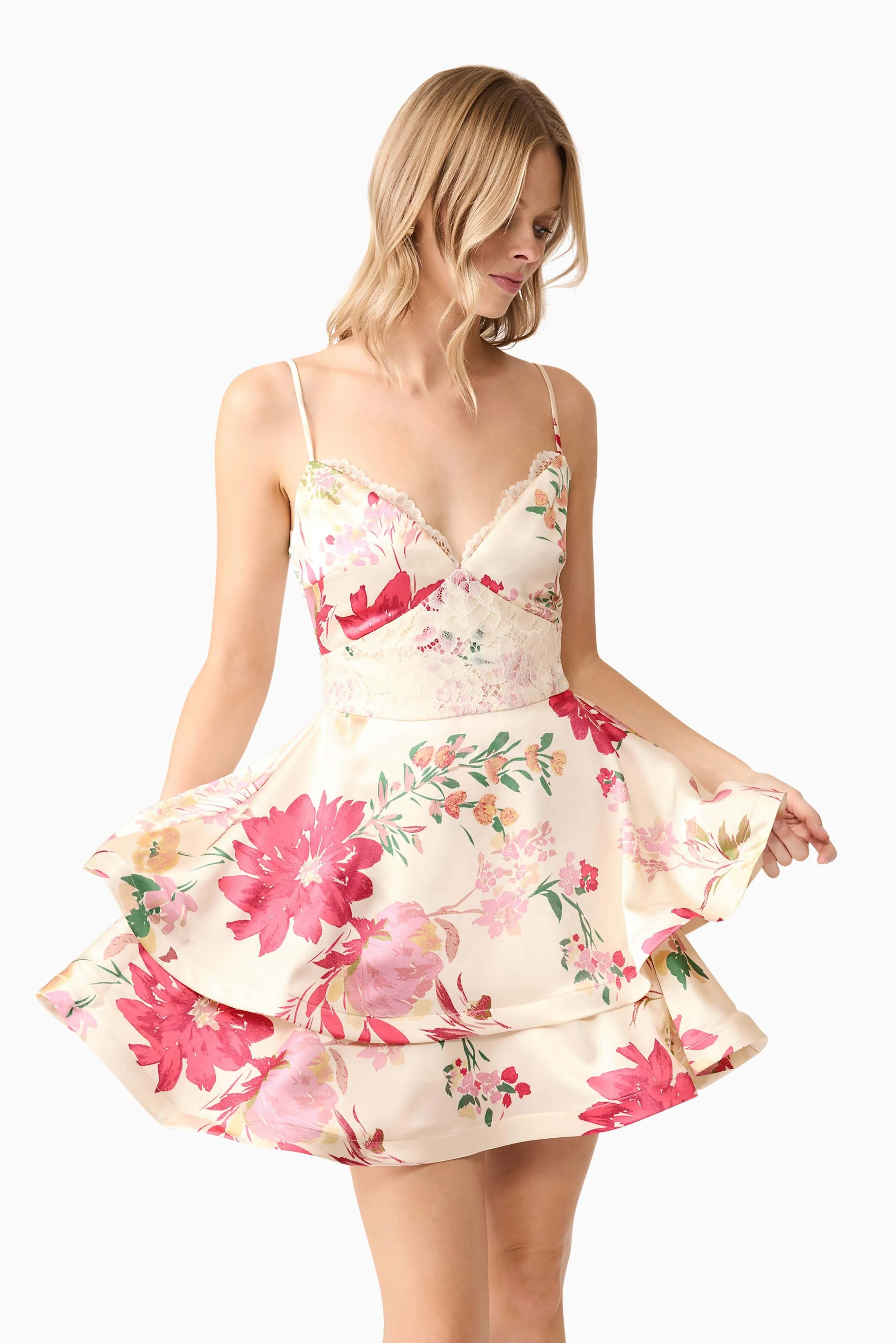 Rosalina Tiered Mini Dress in Floral sold by Elliatt product image thumbnail 3
