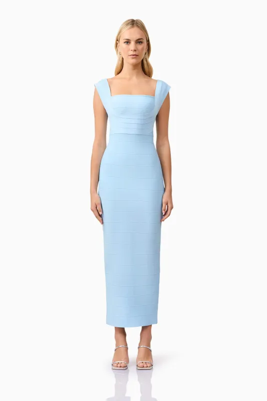 Fiona Fitted Maxi Dress in Blue sold by Elliatt