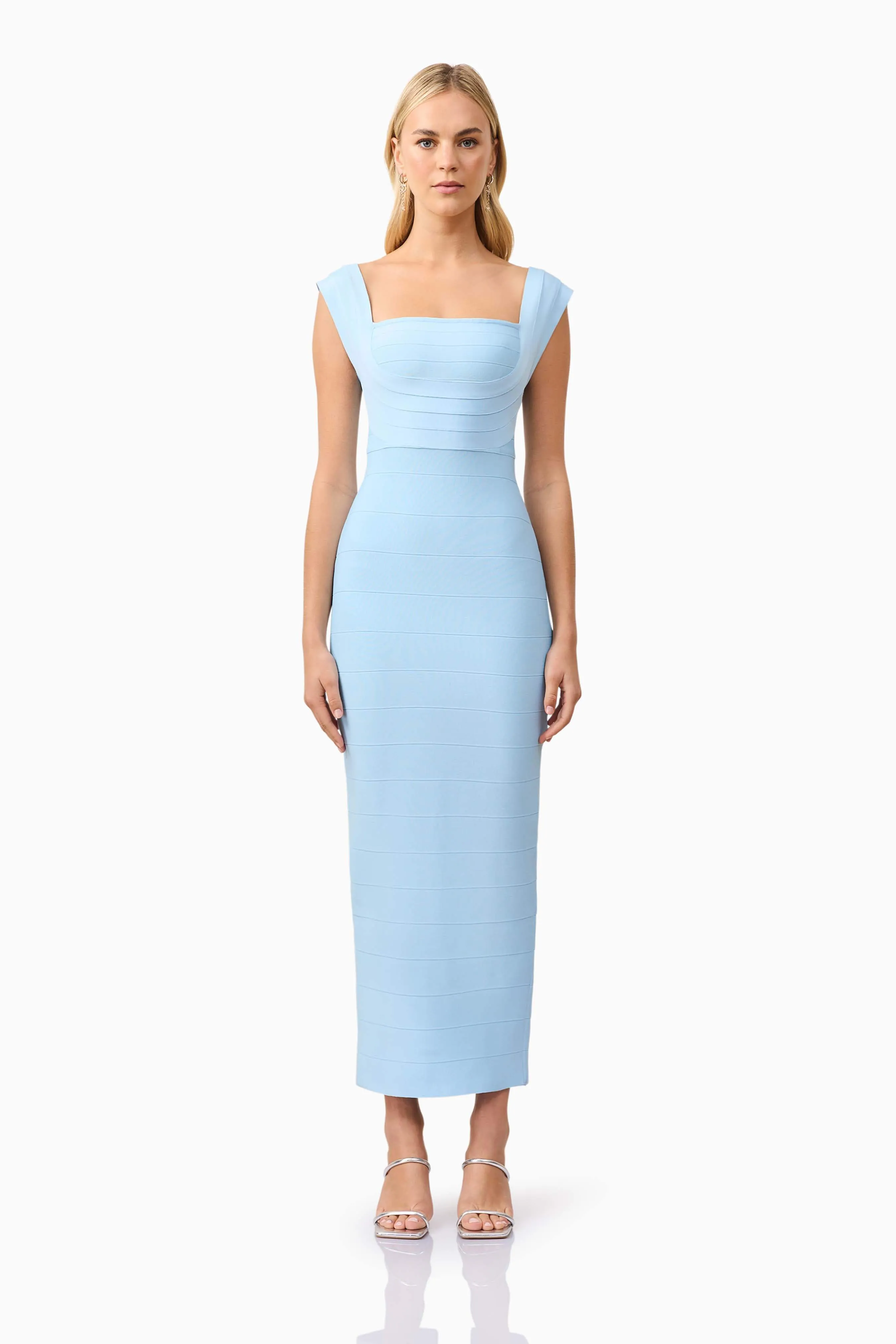 Fiona Fitted Maxi Dress in Blue sold by Elliatt