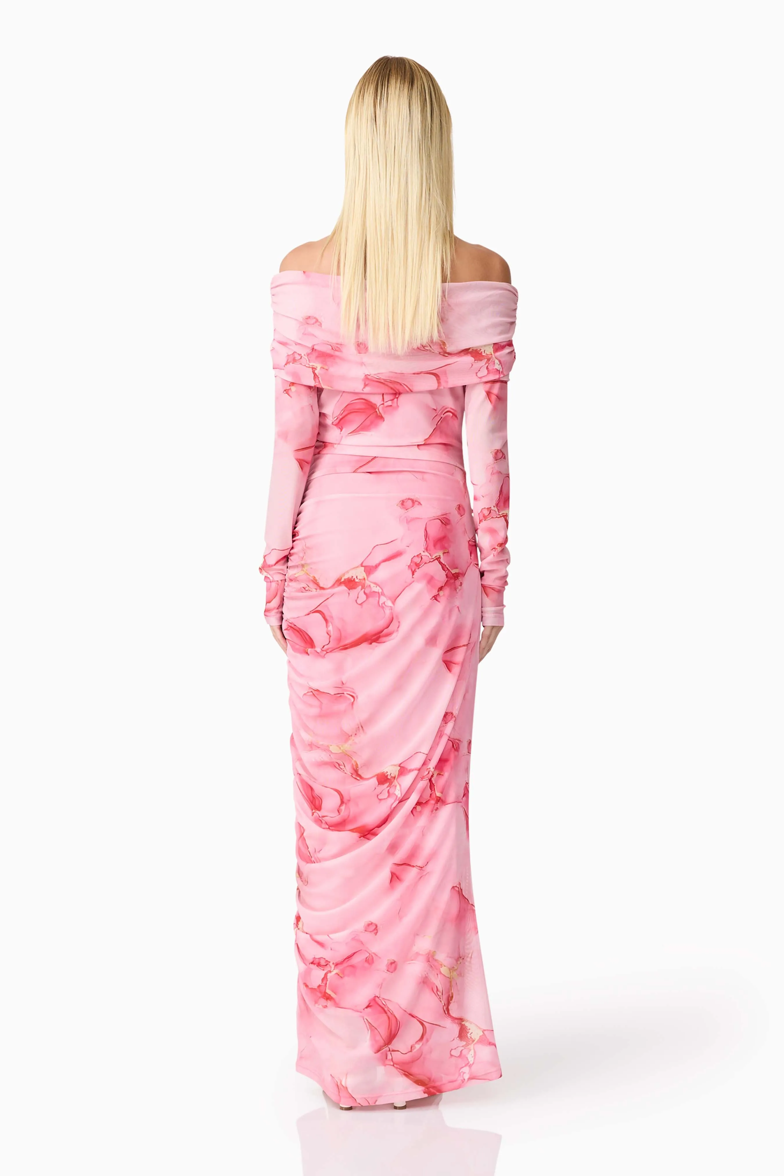 CURAAE Rosalia Off The Shoulder Maxi Dress in Pink Floral sold by Elliatt product image thumbnail 4