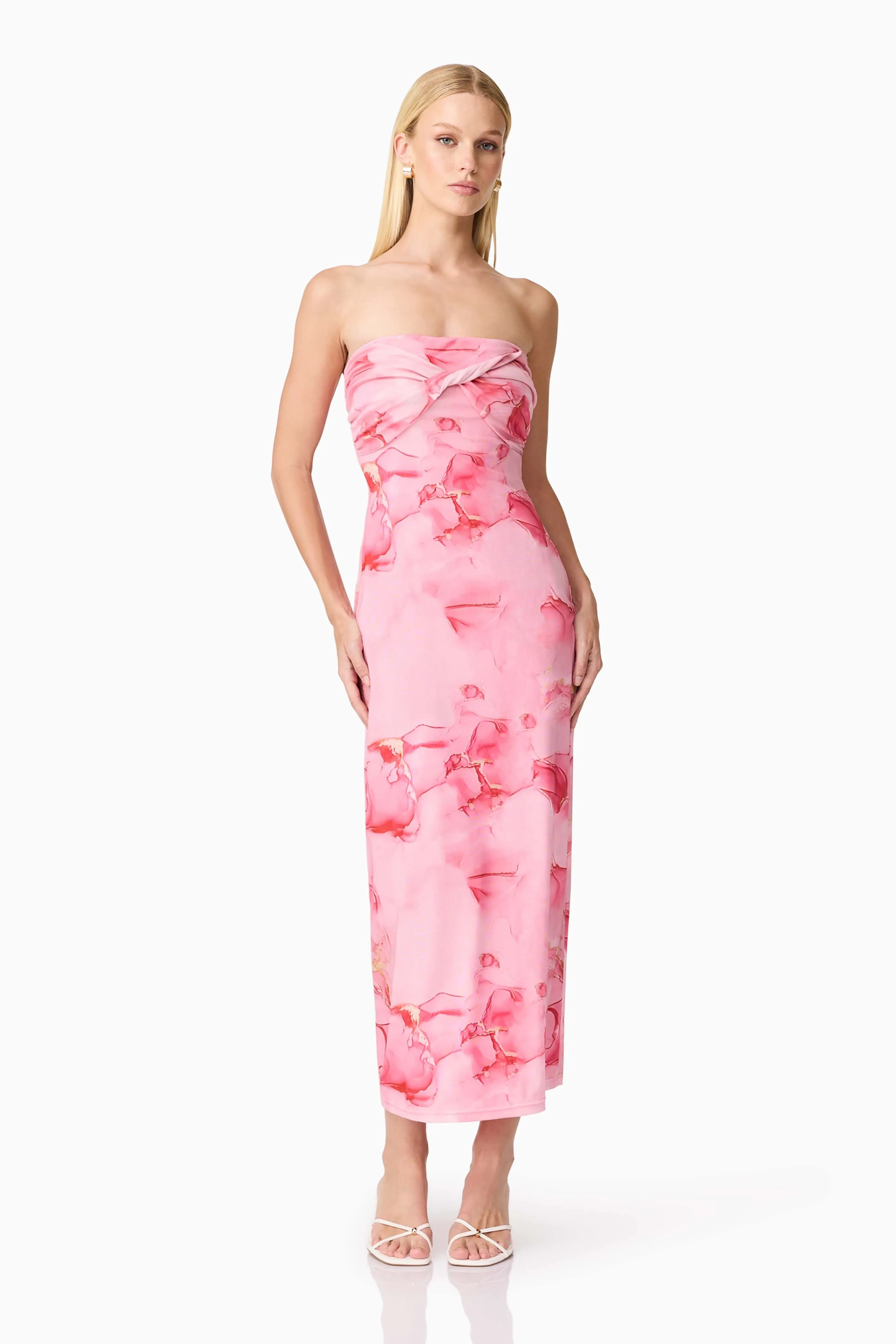 CURAAE Rosalia Strapless Midi Dress in Pink Floral sold by Elliatt product image thumbnail 2
