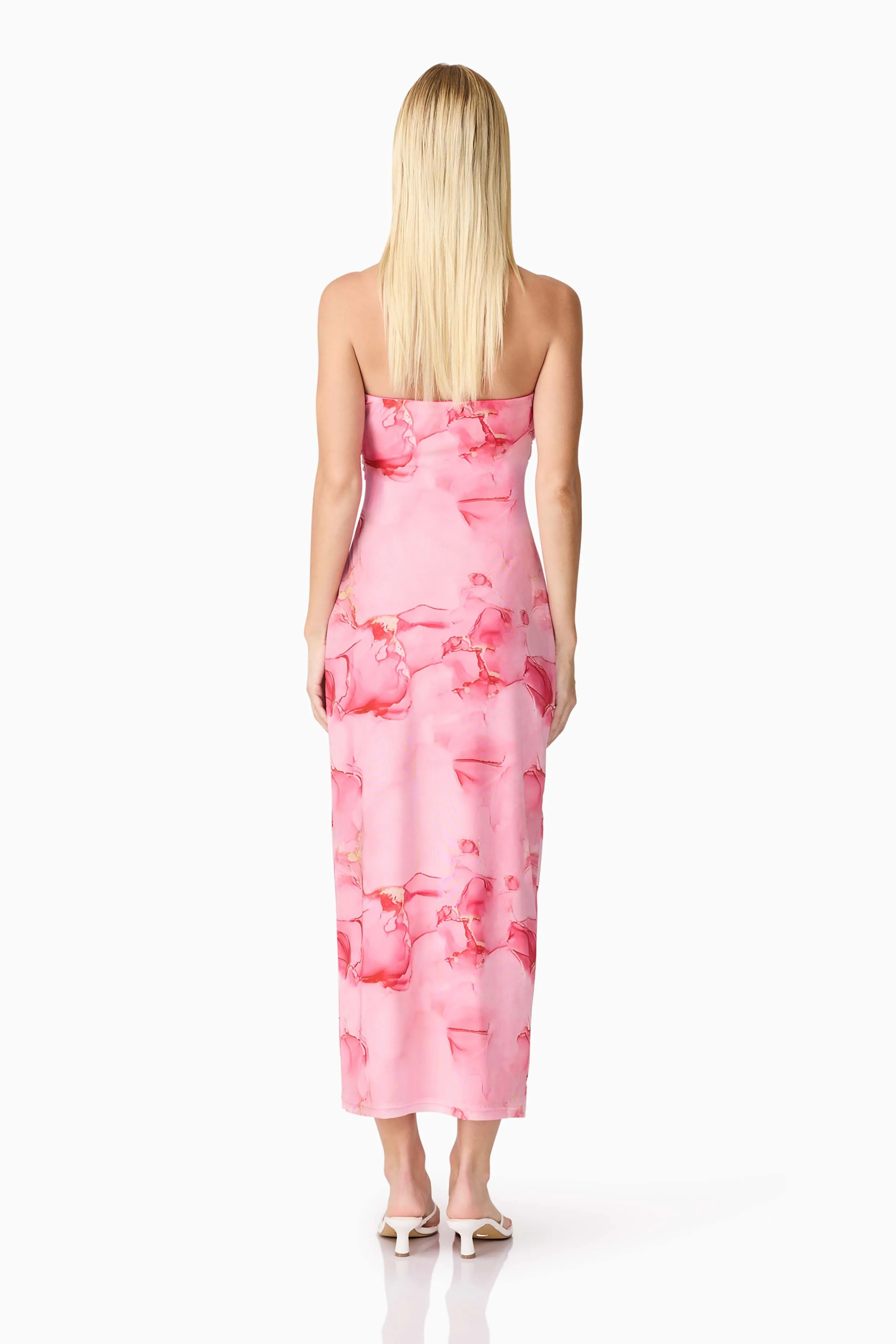 CURAAE Rosalia Strapless Midi Dress in Pink Floral sold by Elliatt product image thumbnail 5