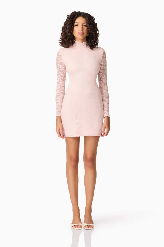 CURAAE Armelle Long Sleeve Mini Dress in Pink sold by Elliatt