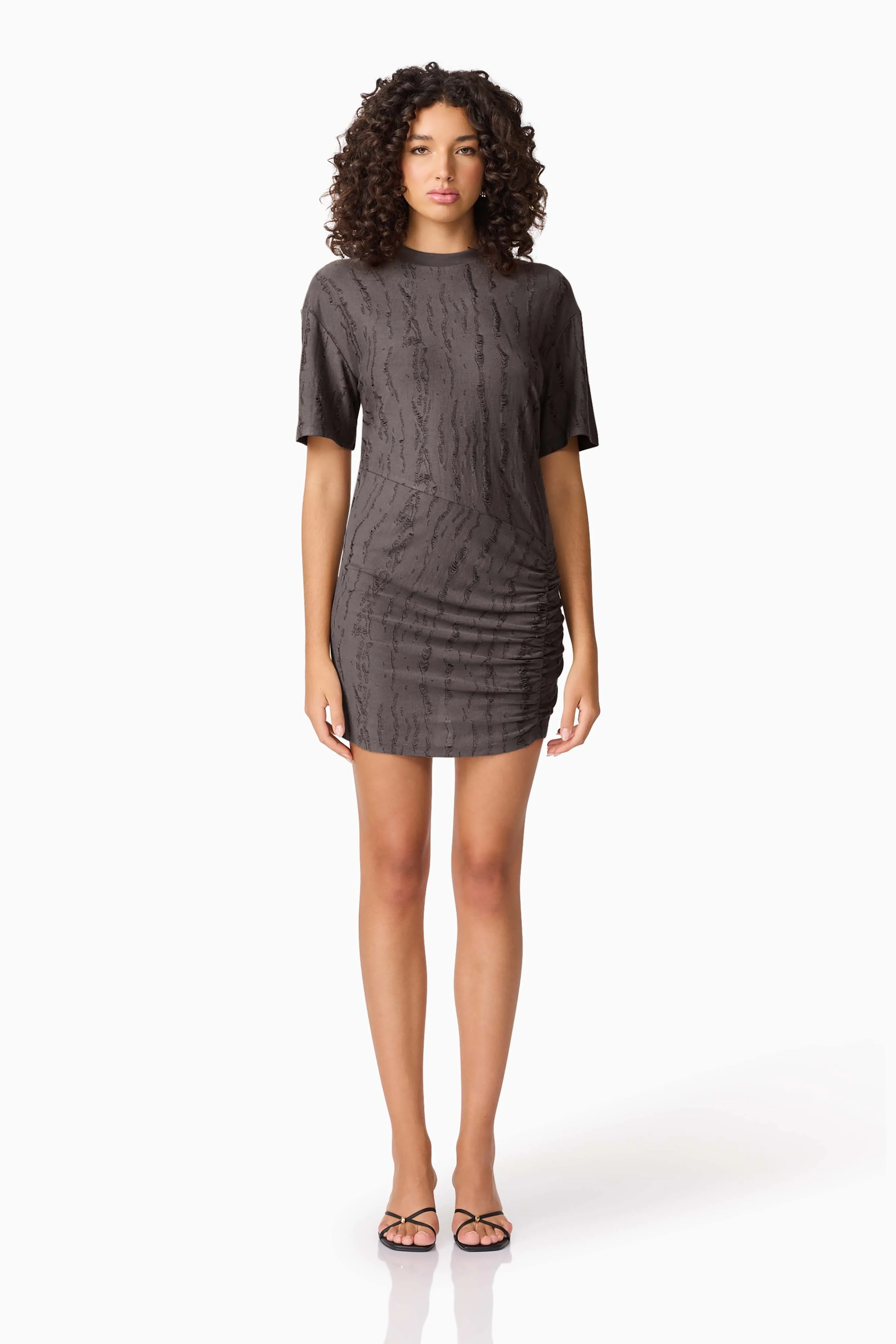 CURAAE Lavania Short Sleeve Mini Dress in Grey sold by Elliatt