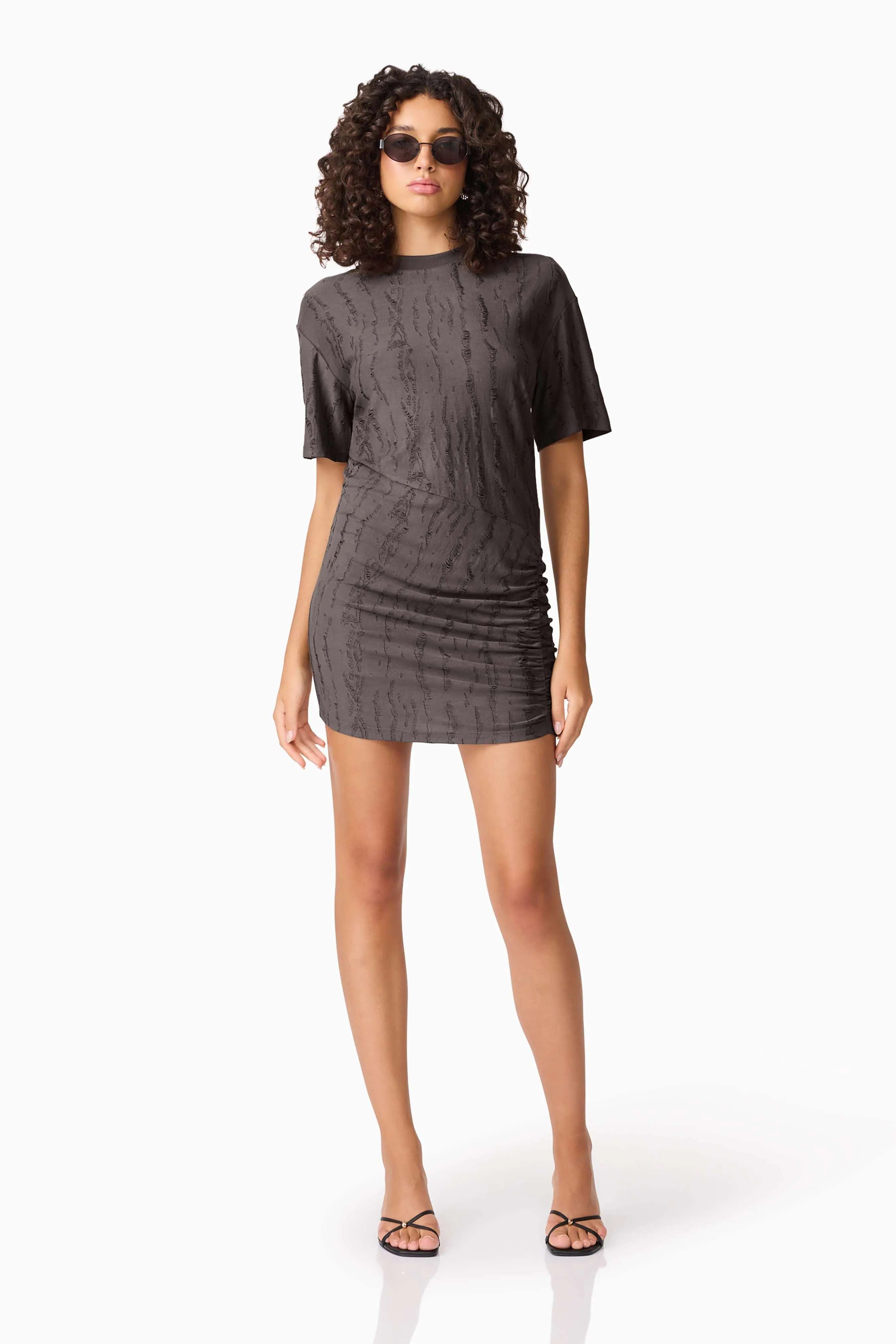 CURAAE Lavania Short Sleeve Mini Dress in Grey sold by Elliatt product image thumbnail 2