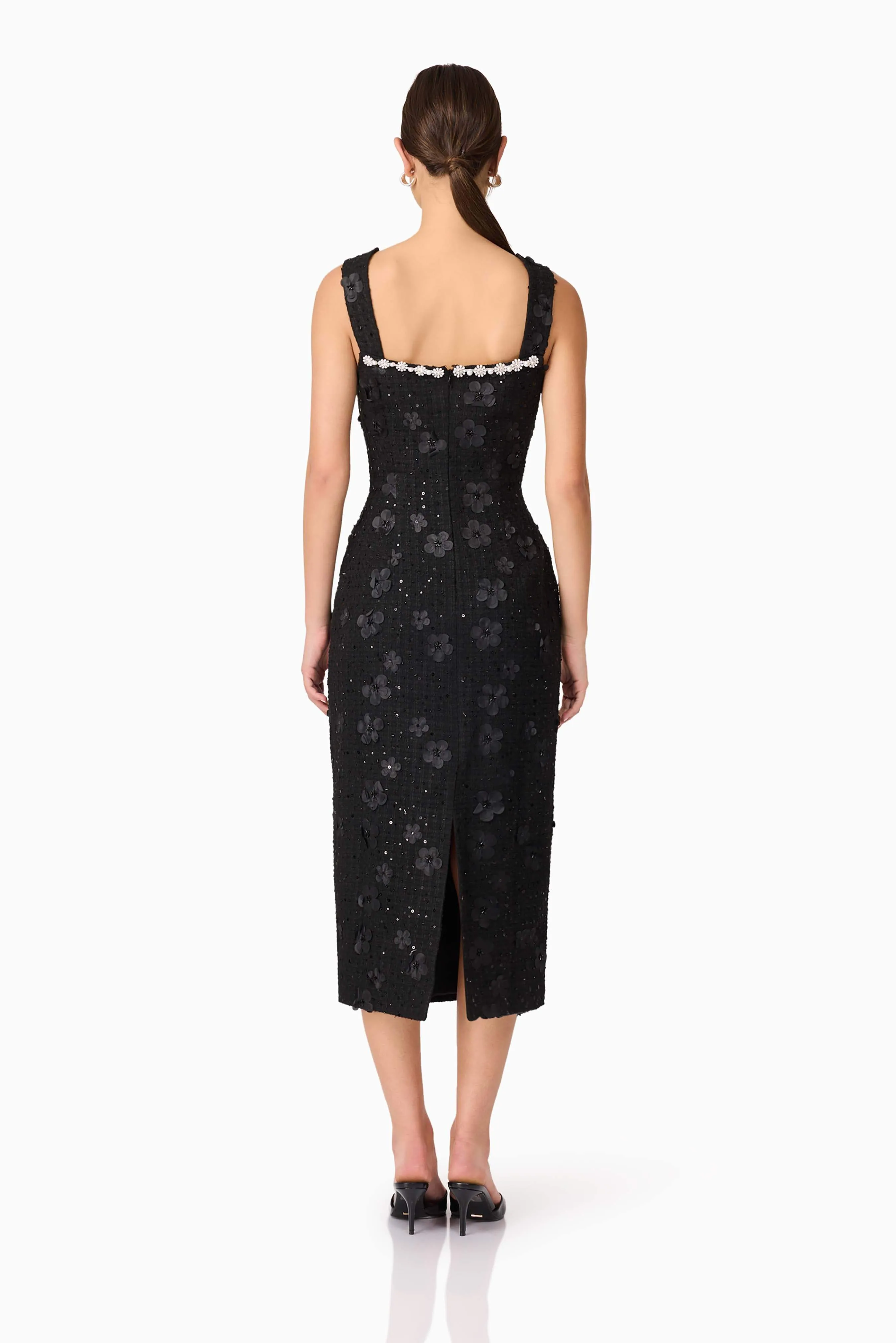 Ellouise Embellished Tweed Midi Dress in Black sold by Elliatt product image thumbnail 4