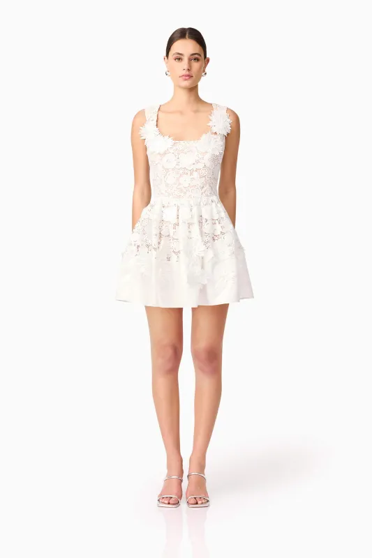 Margot Floral Mini Dress in White sold by Elliatt
