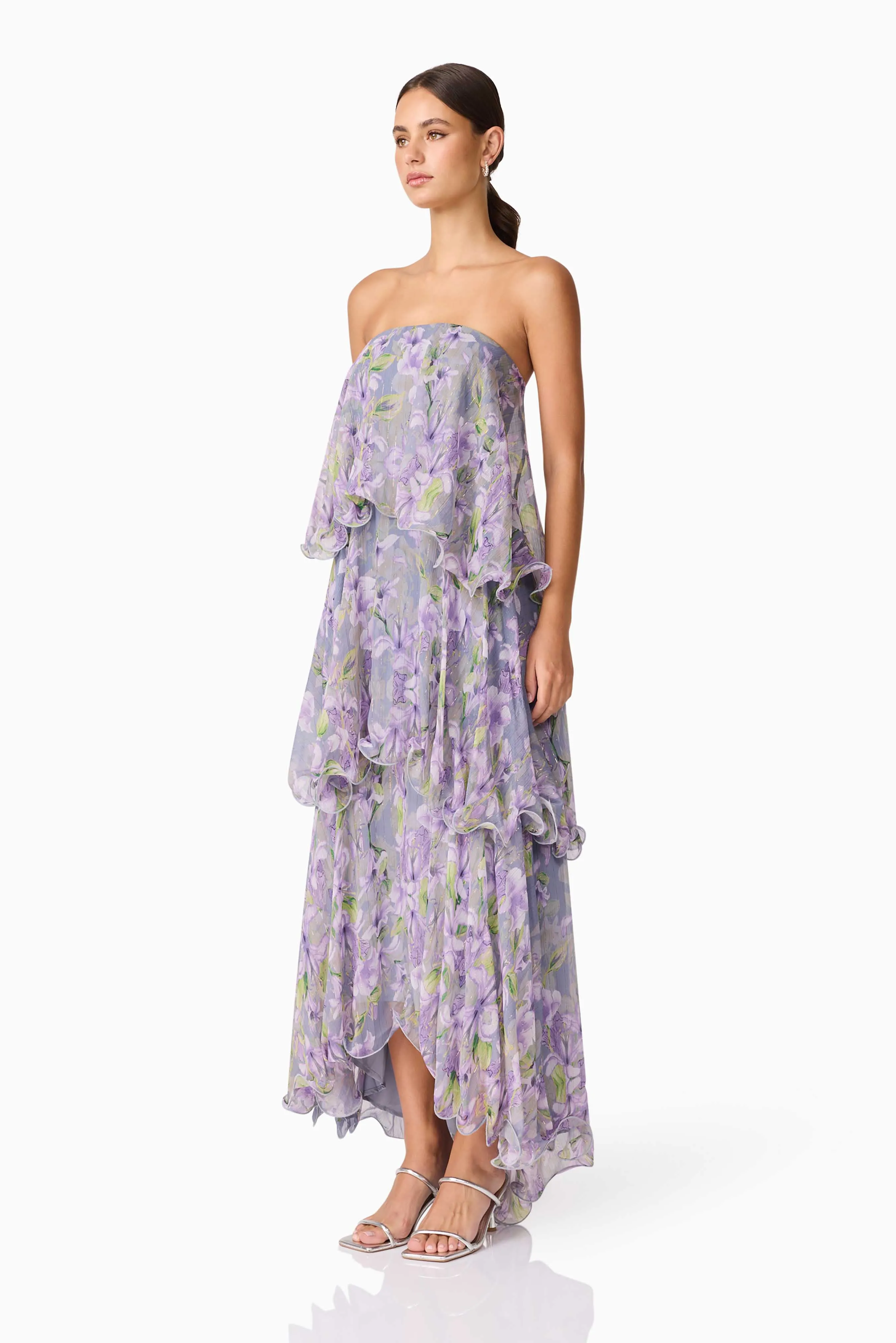 Milena Strapless Maxi Dress in Purple Floral sold by Elliatt product image thumbnail 3