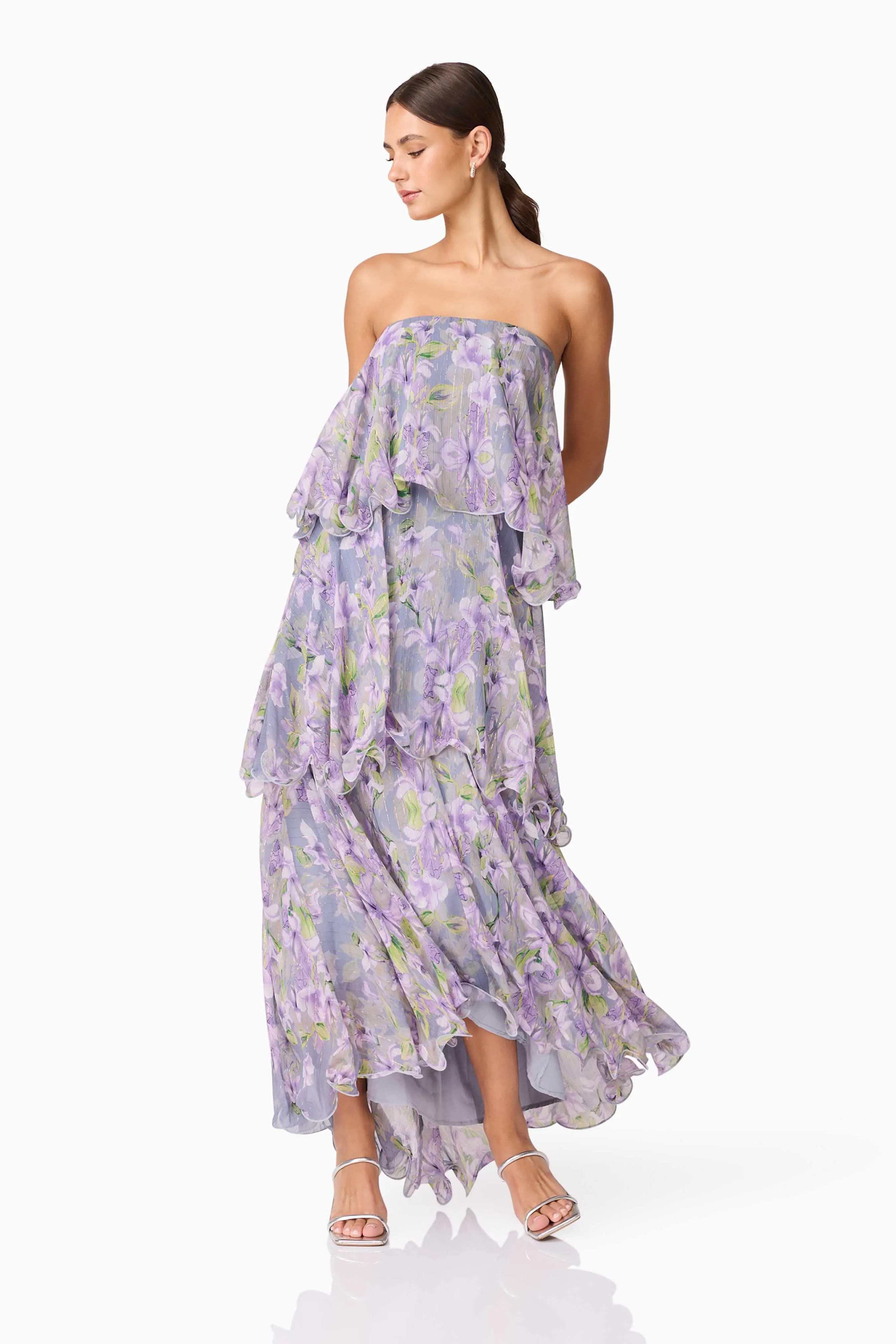 Milena Strapless Maxi Dress in Purple Floral sold by Elliatt product image thumbnail 5