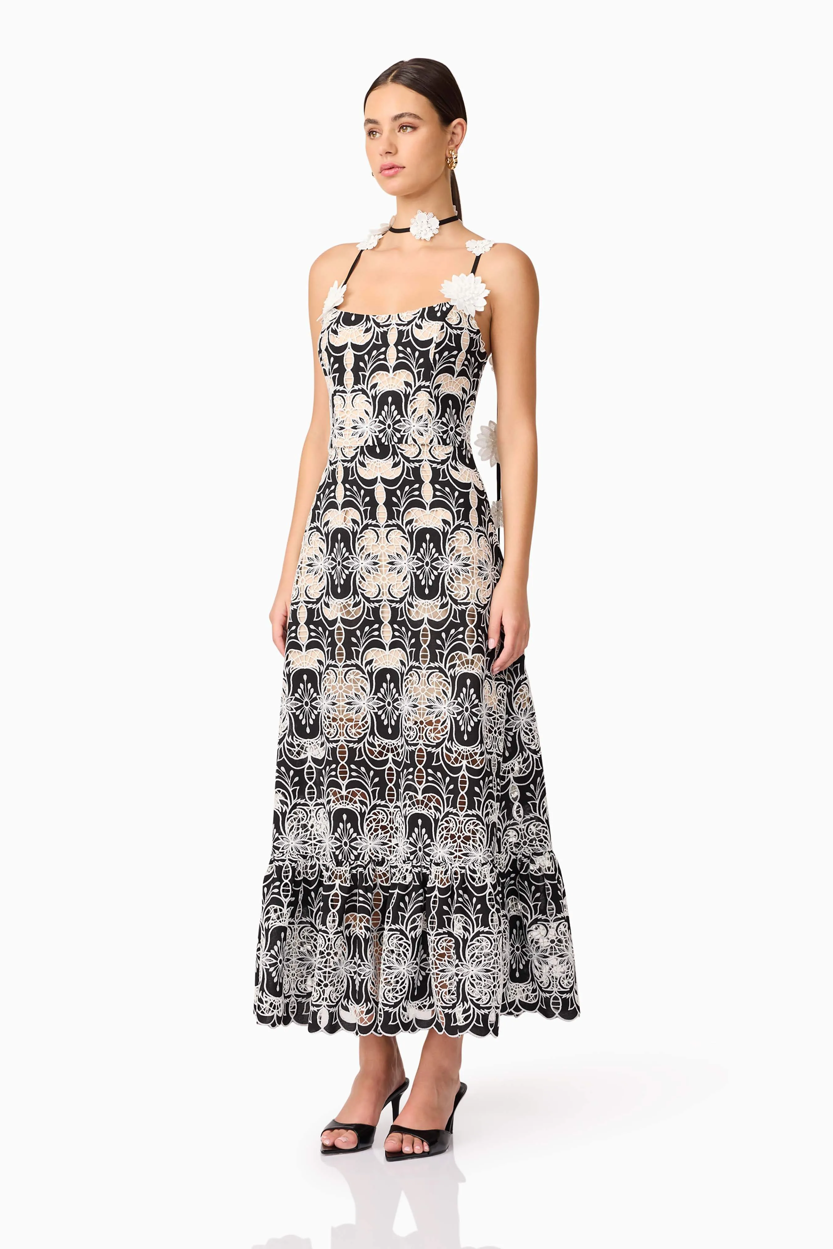Jolie Floral Midi Dress in Black sold by Elliatt product image thumbnail 2