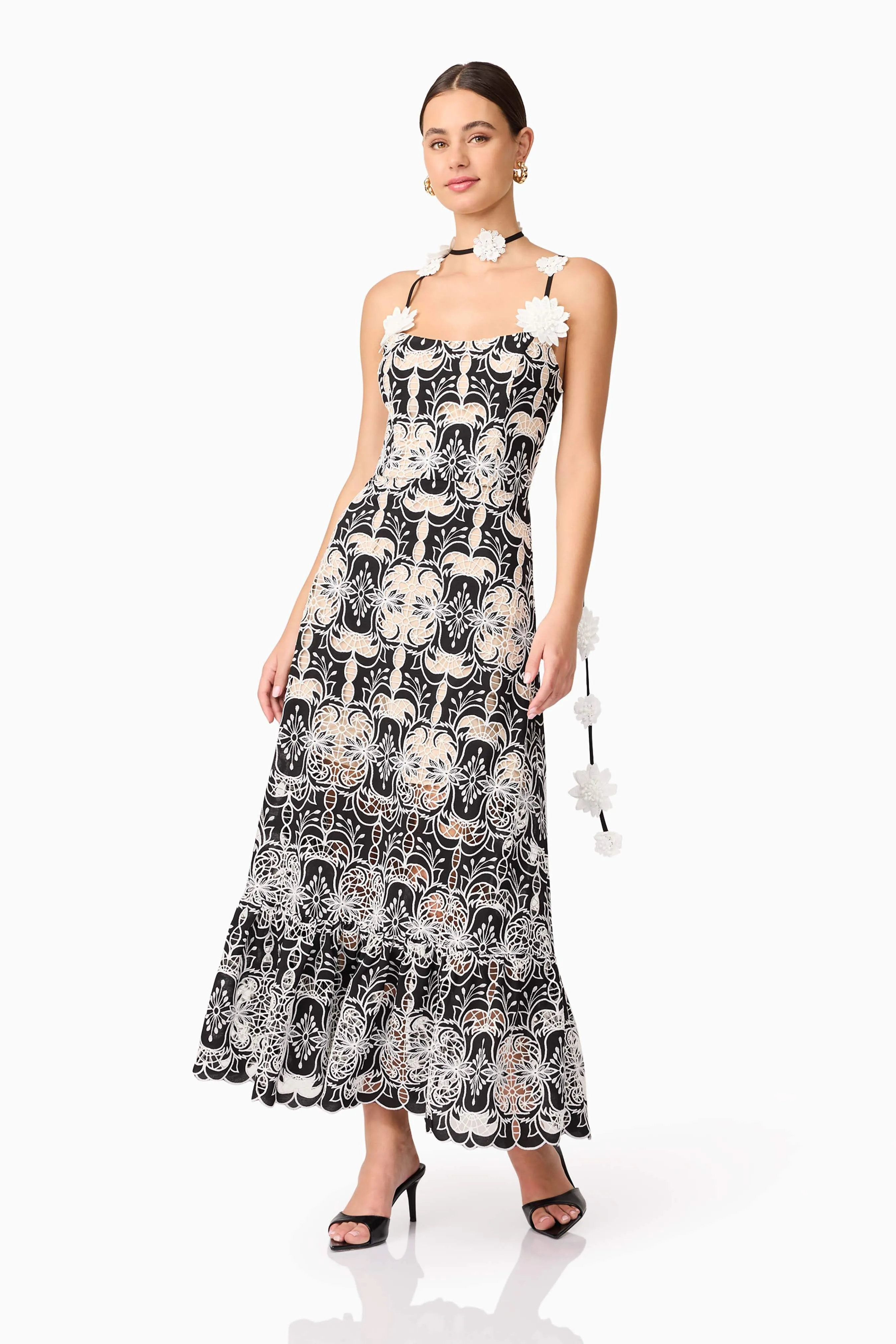 Jolie Floral Midi Dress in Black sold by Elliatt product image thumbnail 3