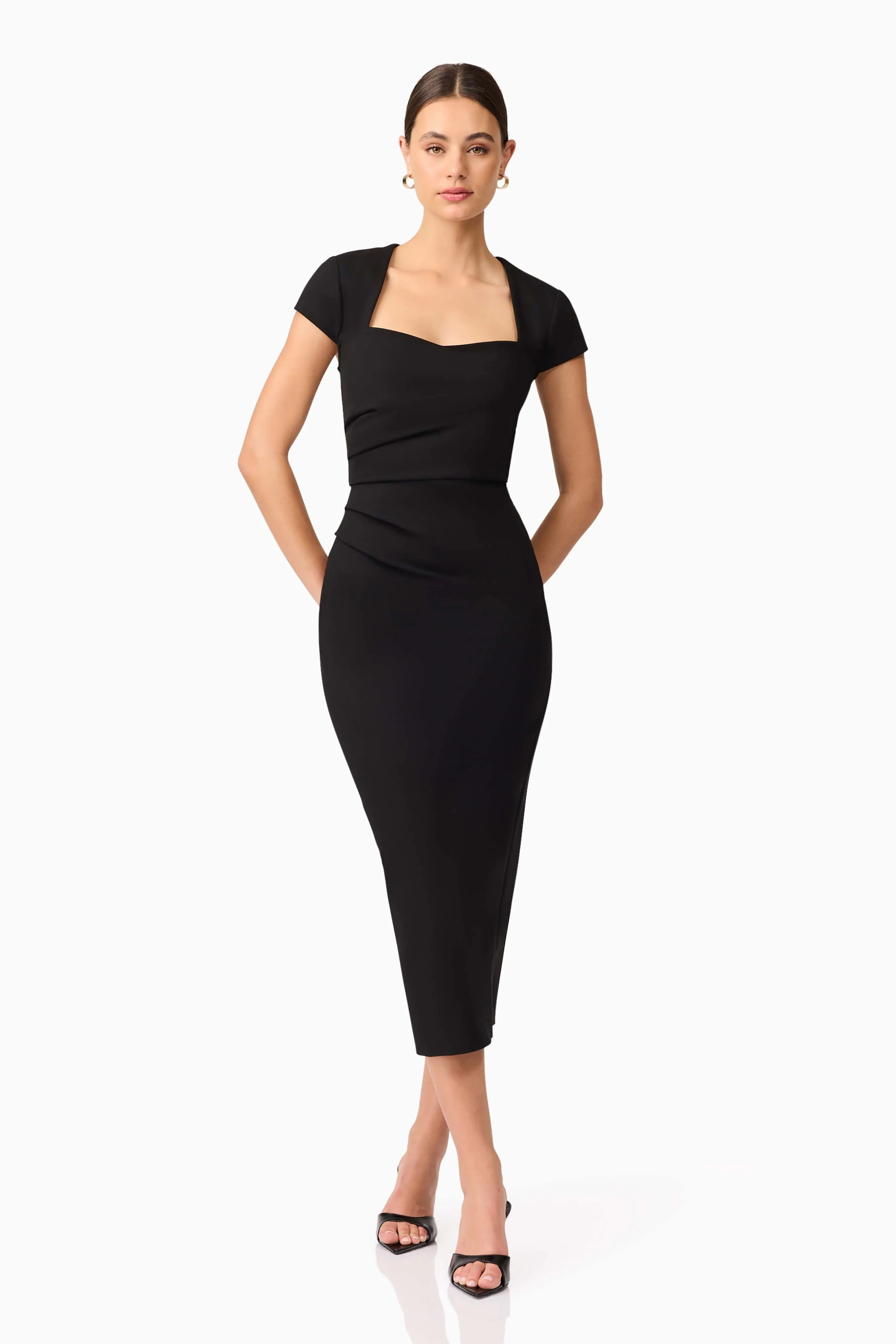 Alina Fitted Midi Dress in Black sold by Elliatt product image thumbnail 5