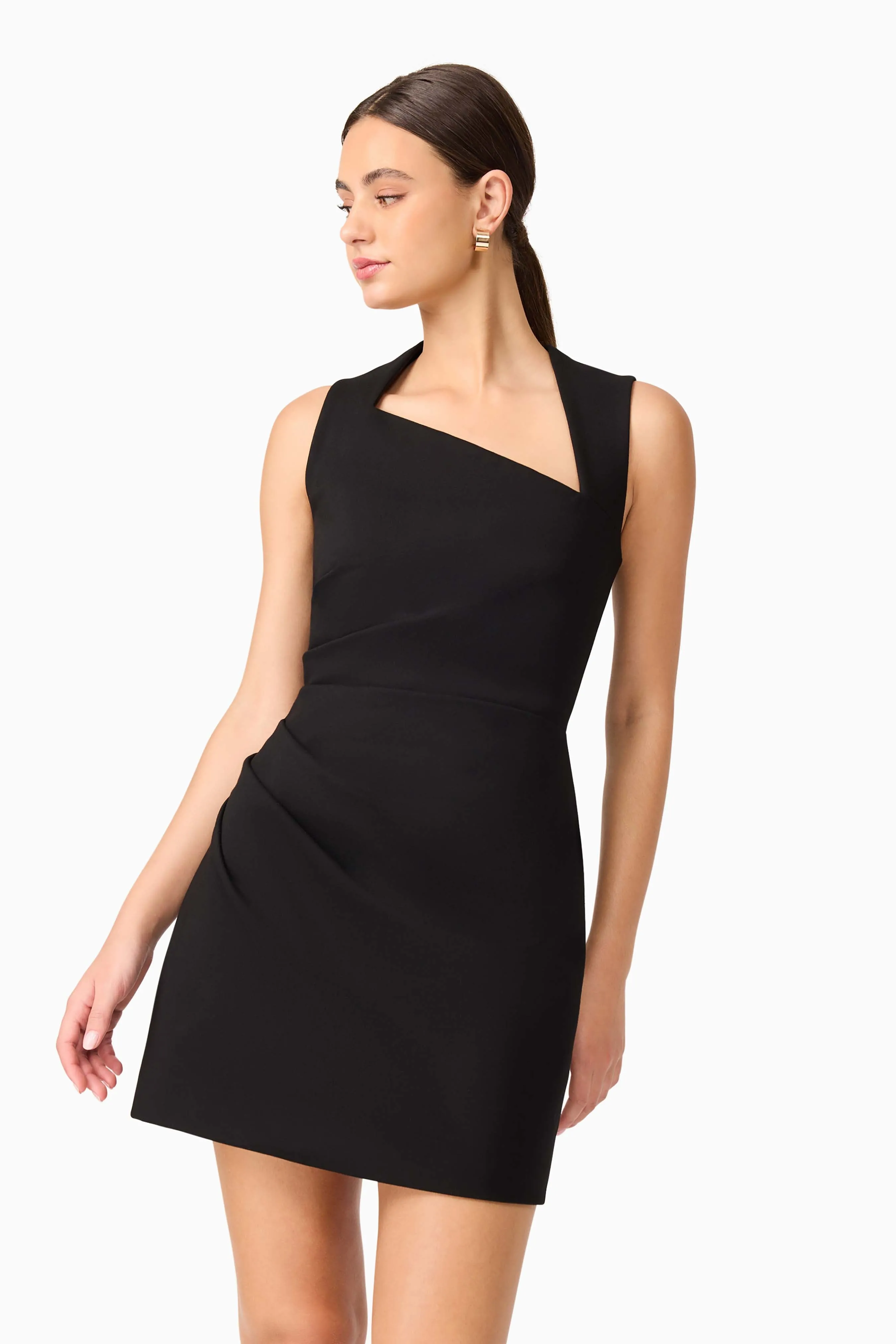 Alina Asymmetrical Mini Dress in Black sold by Elliatt product image thumbnail 3