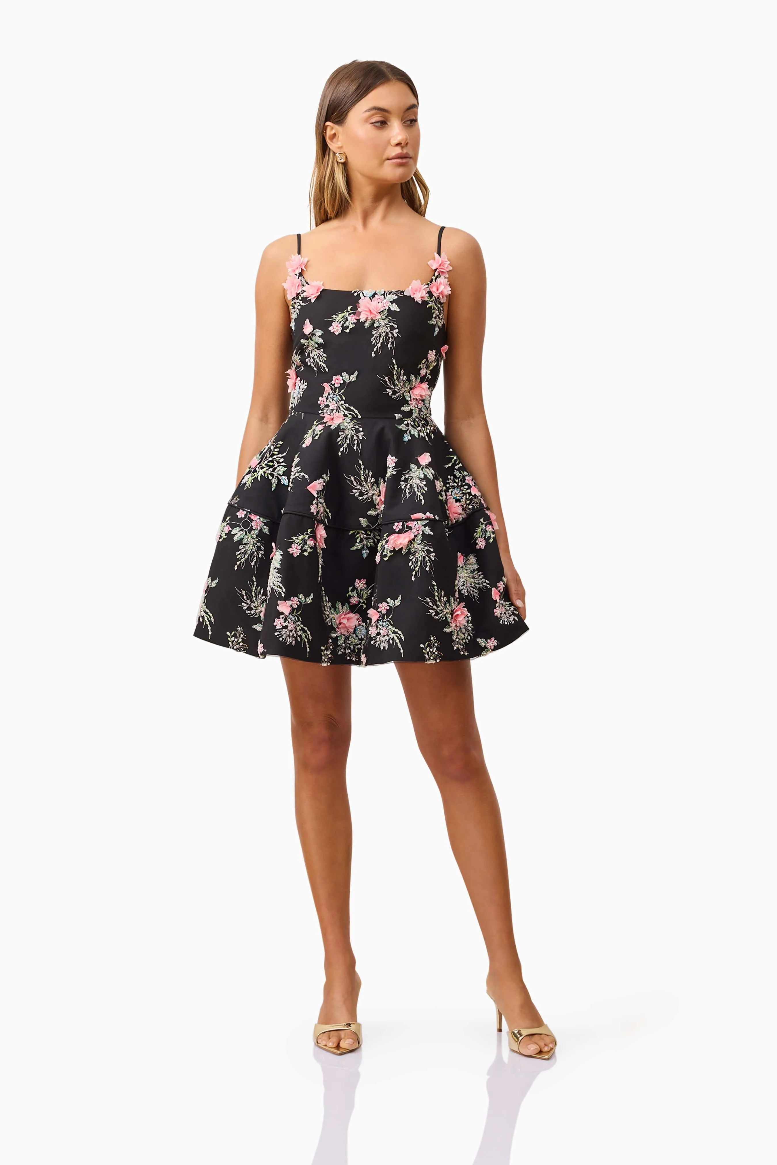 Gaia Floral Mini Dress in Black sold by Elliatt product image thumbnail 4
