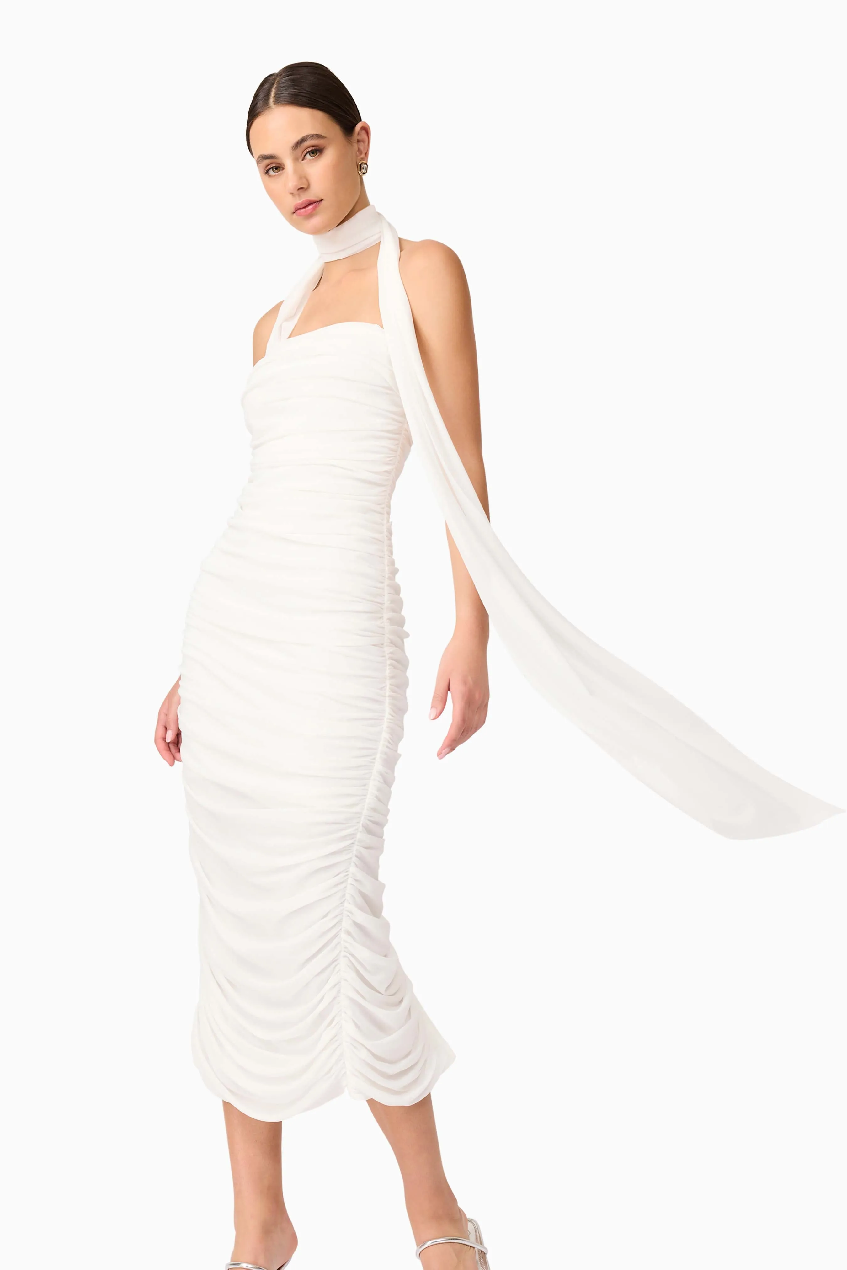 Darya Fitted Midi Dress in White sold by Elliatt product image thumbnail 2
