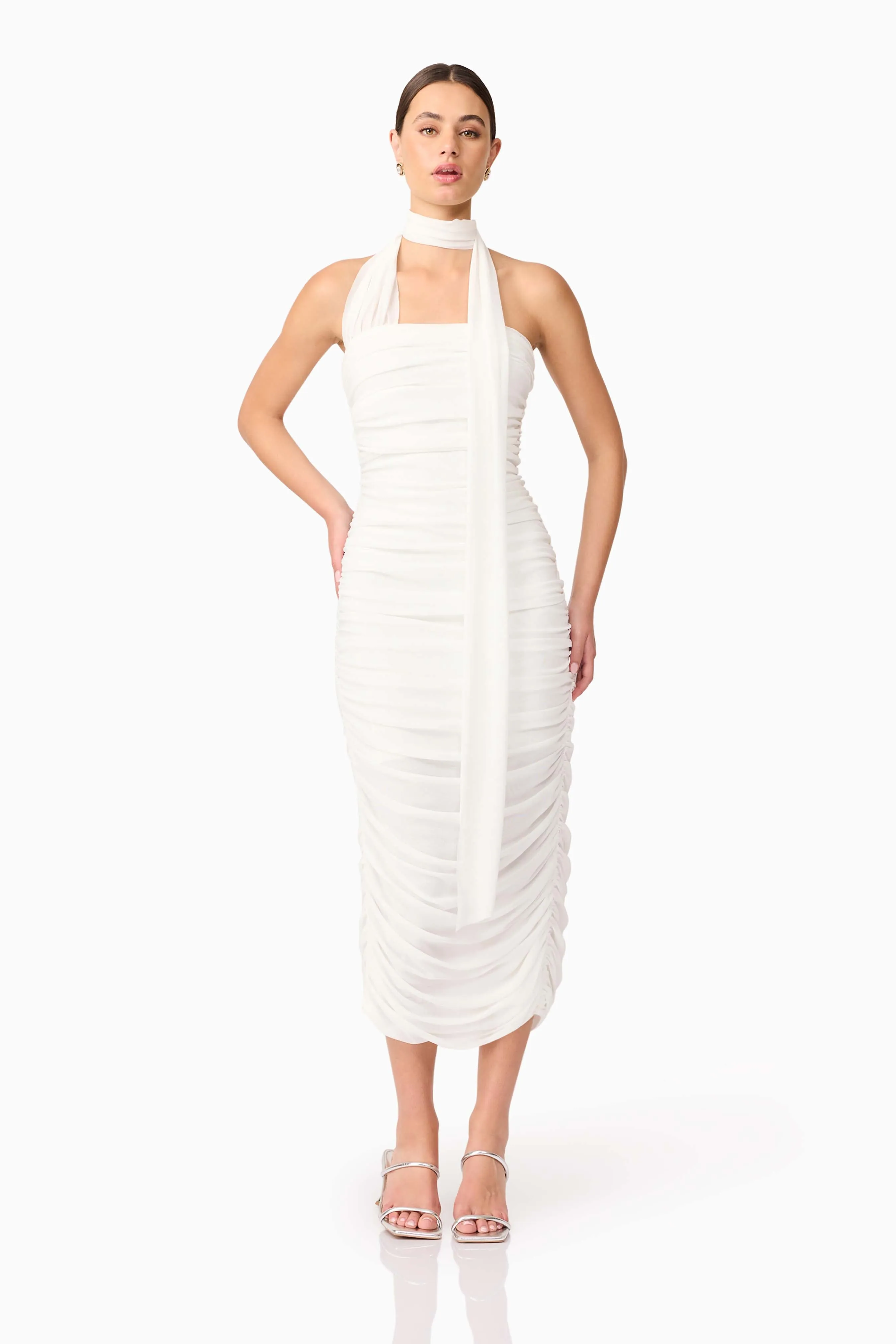 Darya Fitted Midi Dress in White sold by Elliatt product image thumbnail 4