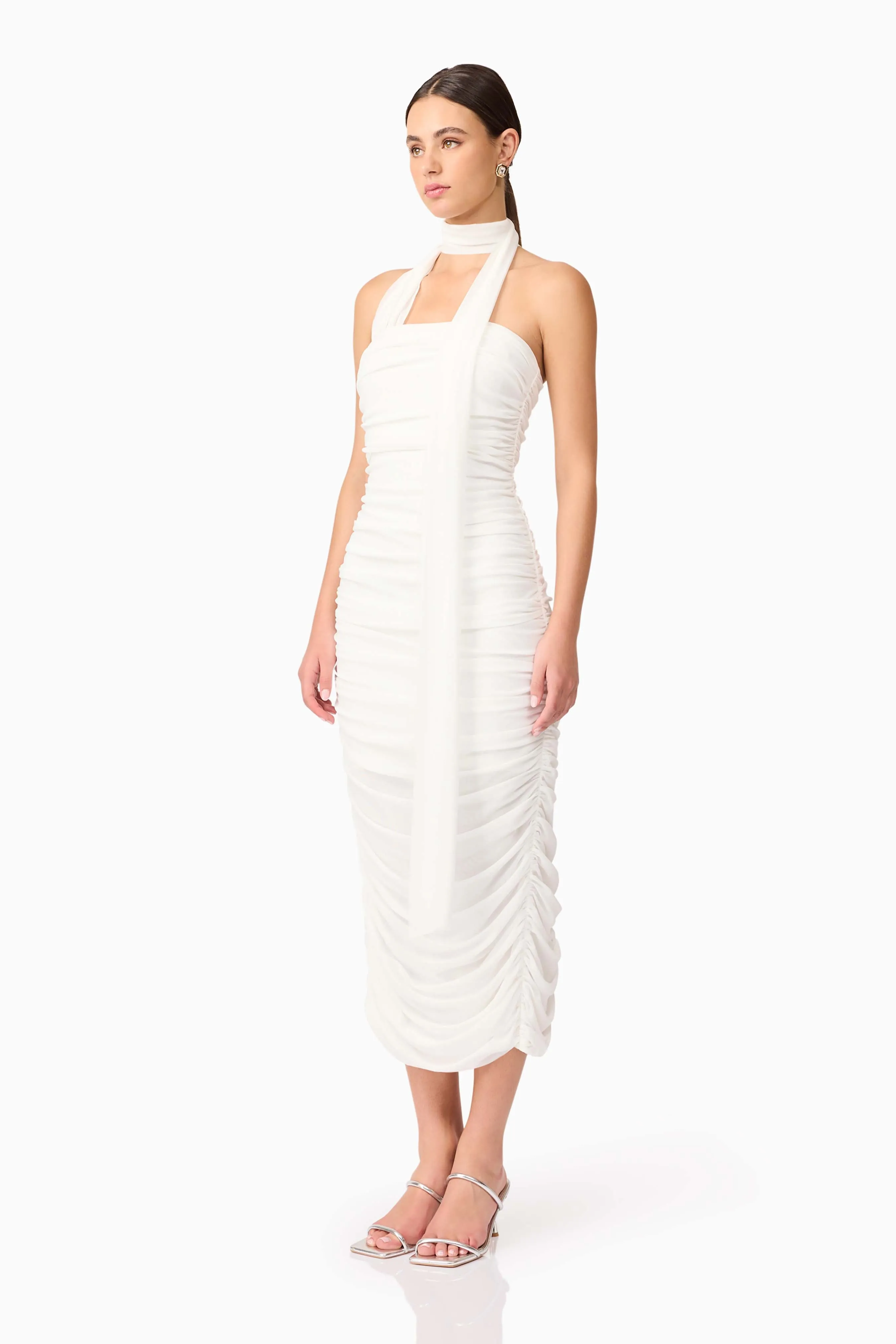 Darya Fitted Midi Dress in White sold by Elliatt product image thumbnail 3