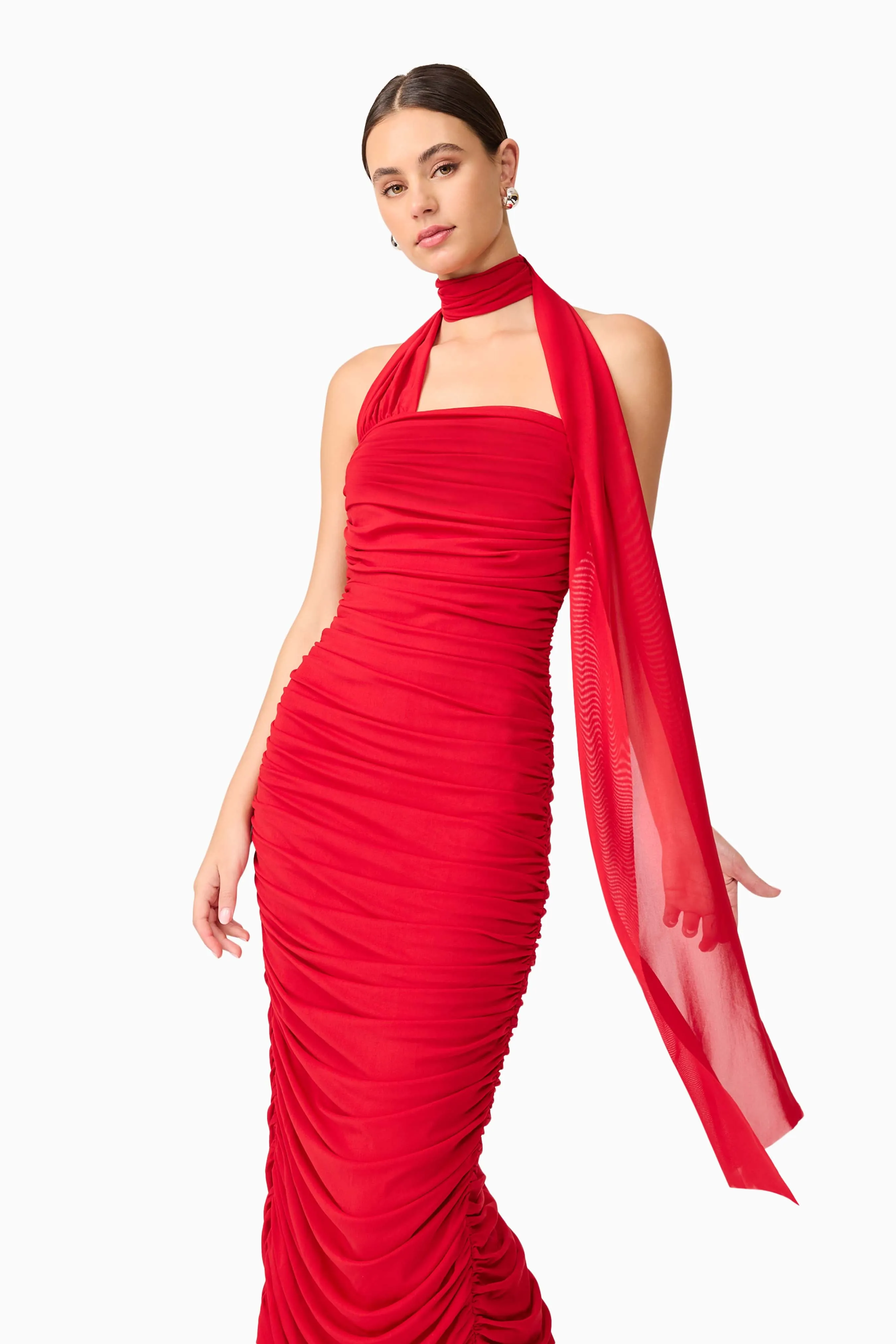 Darya Asymmetrical Gown in Red sold by Elliatt product image thumbnail 2