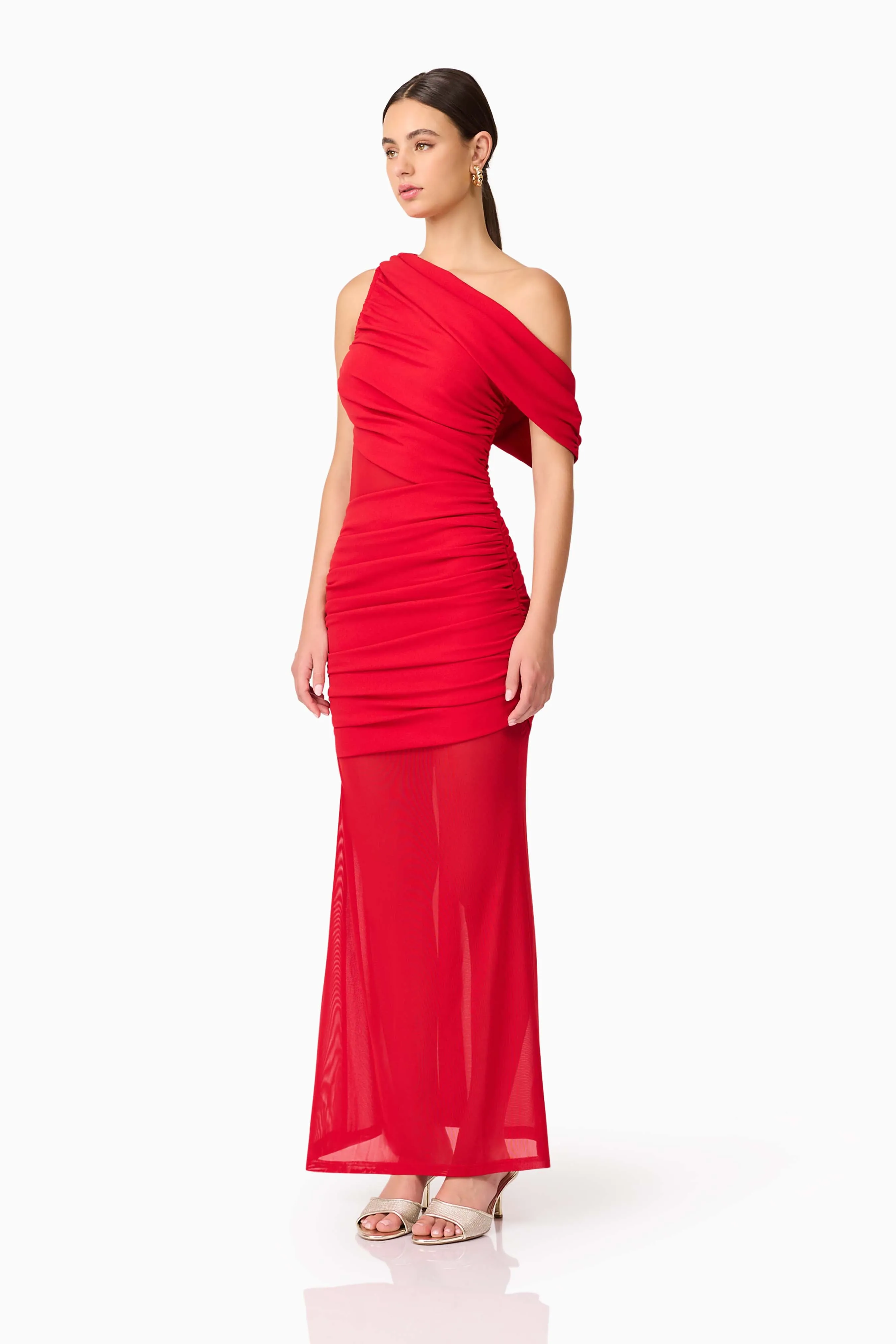 Darya Asymmetrical Gown in Red sold by Elliatt product image thumbnail 3
