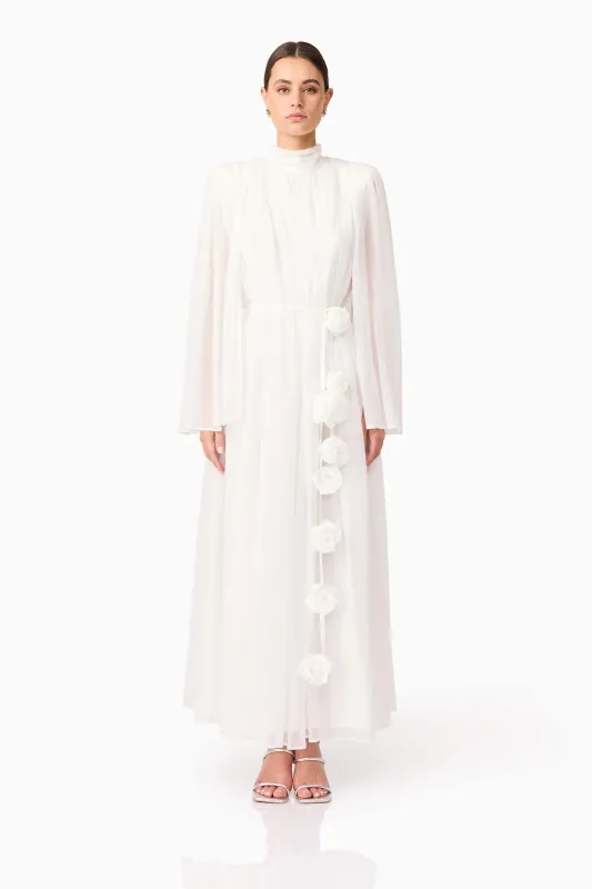 Melissa Long Sleeve Gown in White made by Elliatt
