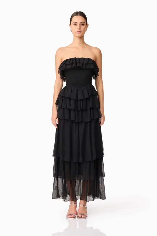 Melissa Strapless Maxi Dress in Black sold by Elliatt