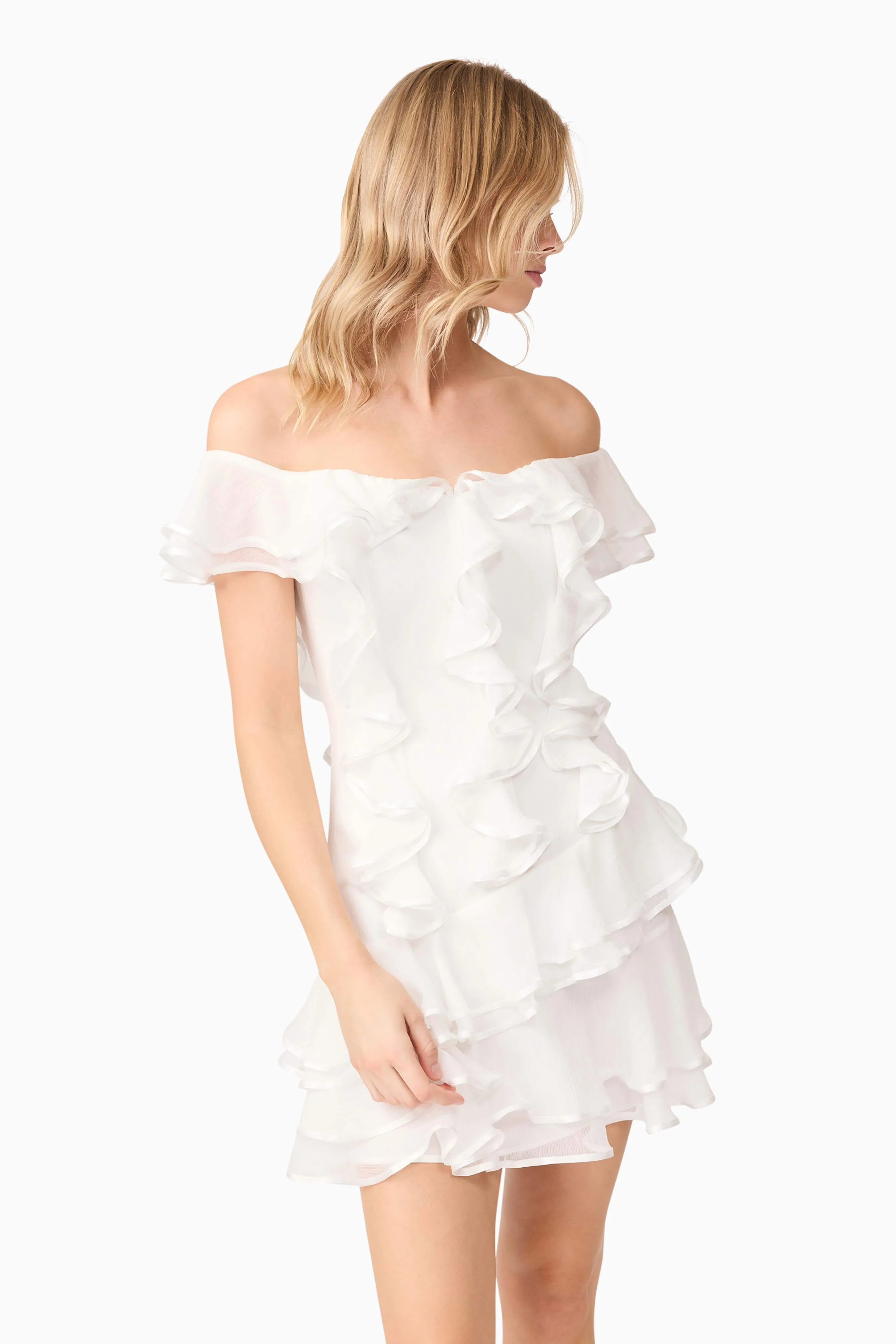Melissa Tiered Mini Dress in White sold by Elliatt product image thumbnail 2