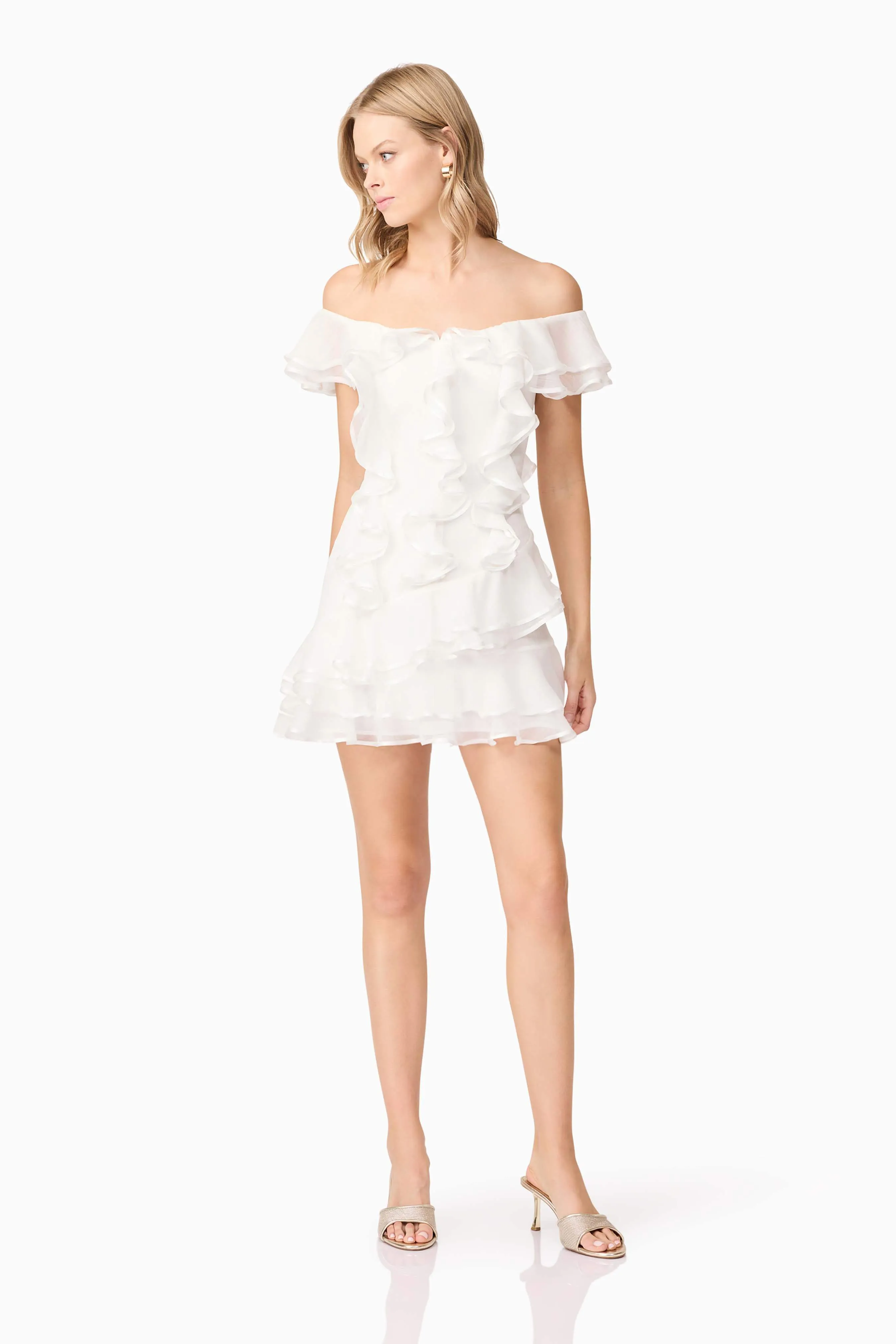 Melissa Tiered Mini Dress in White sold by Elliatt product image thumbnail 4