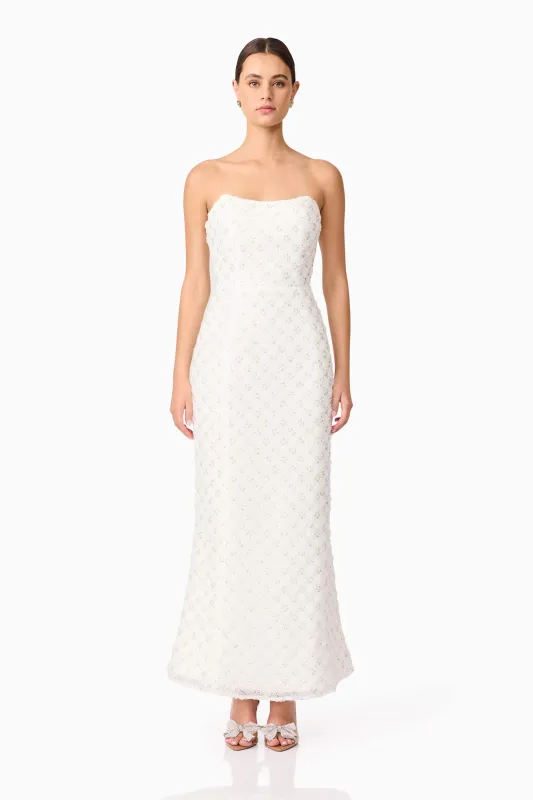 Lola Strapless Gown in White sold by Elliatt