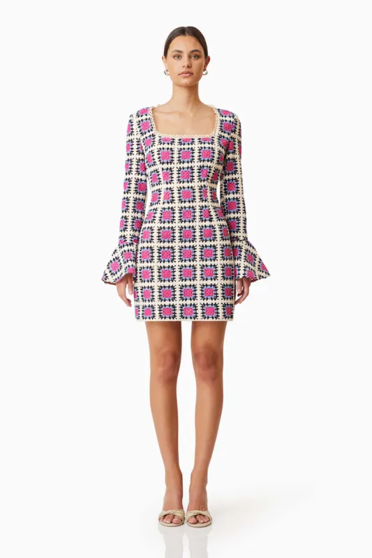 Luna Fitted Long Sleeved Mini Dress In Pink sold by Elliatt