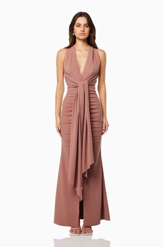 Zephyra Halterneck Midi Dress In Brown sold by Elliatt