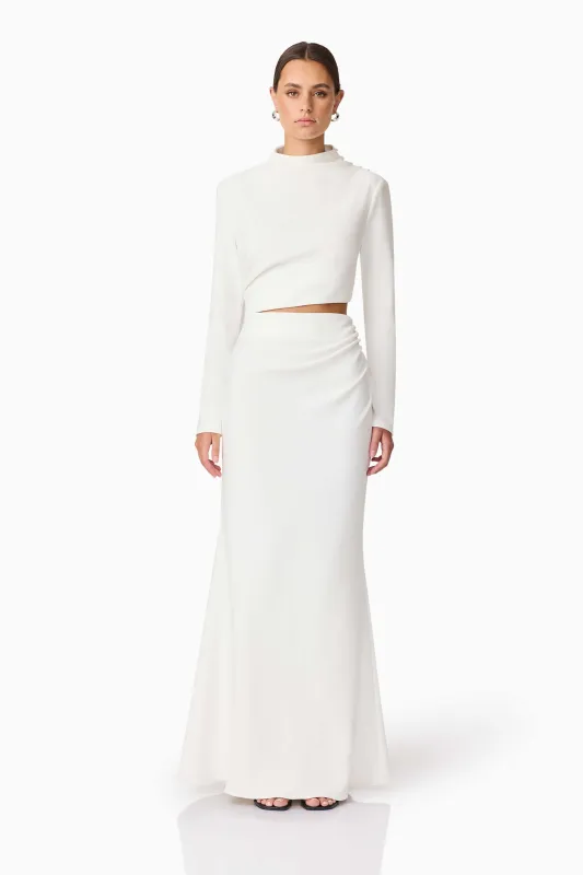 Nerissa Long Sleeve Gown in White made by Elliatt