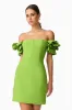 Nola Off The Shoulder Mini Dress in Green sold by Elliatt