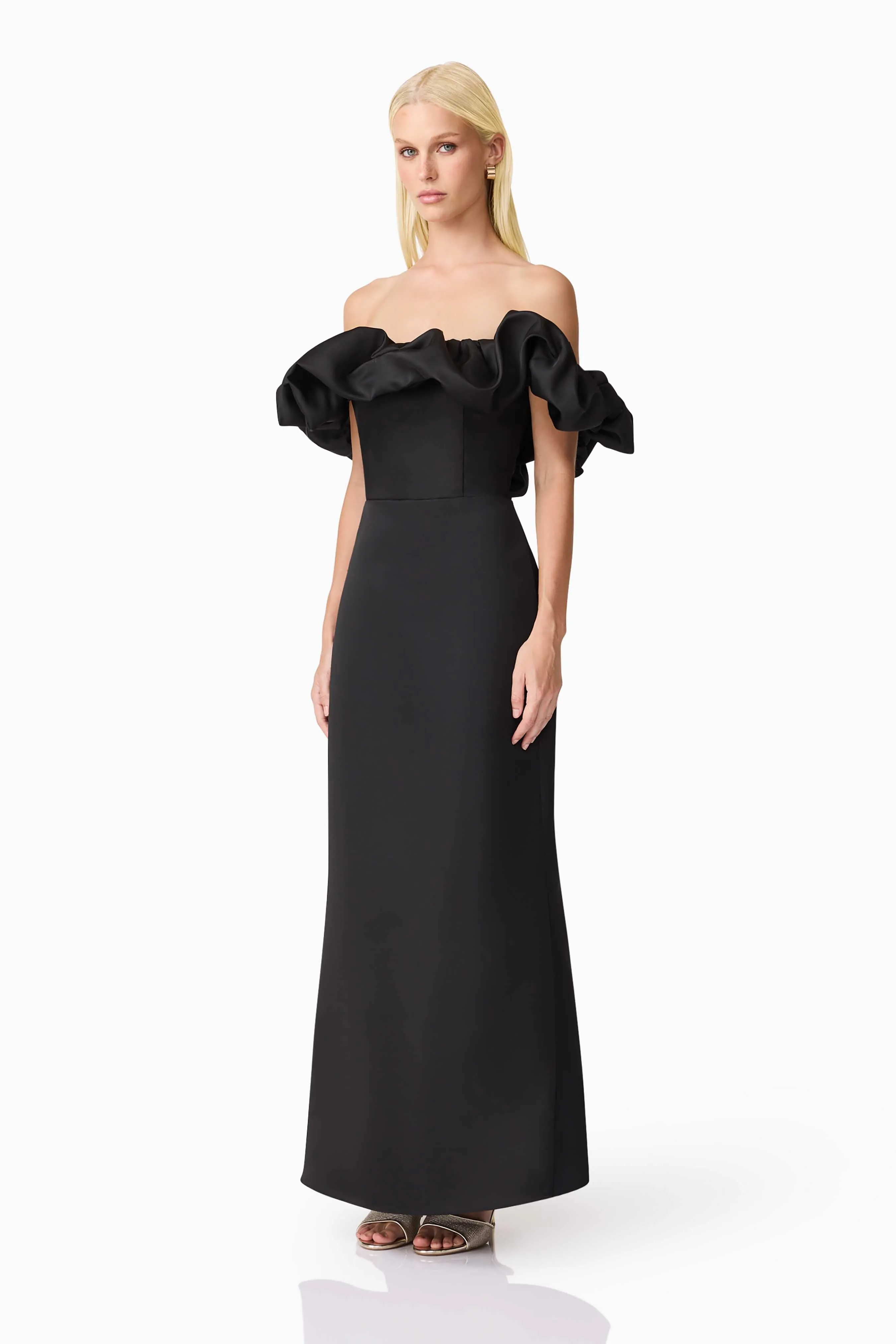 Sharon Off The Shoulder Midi Dress in Black sold by Elliatt product image thumbnail 3