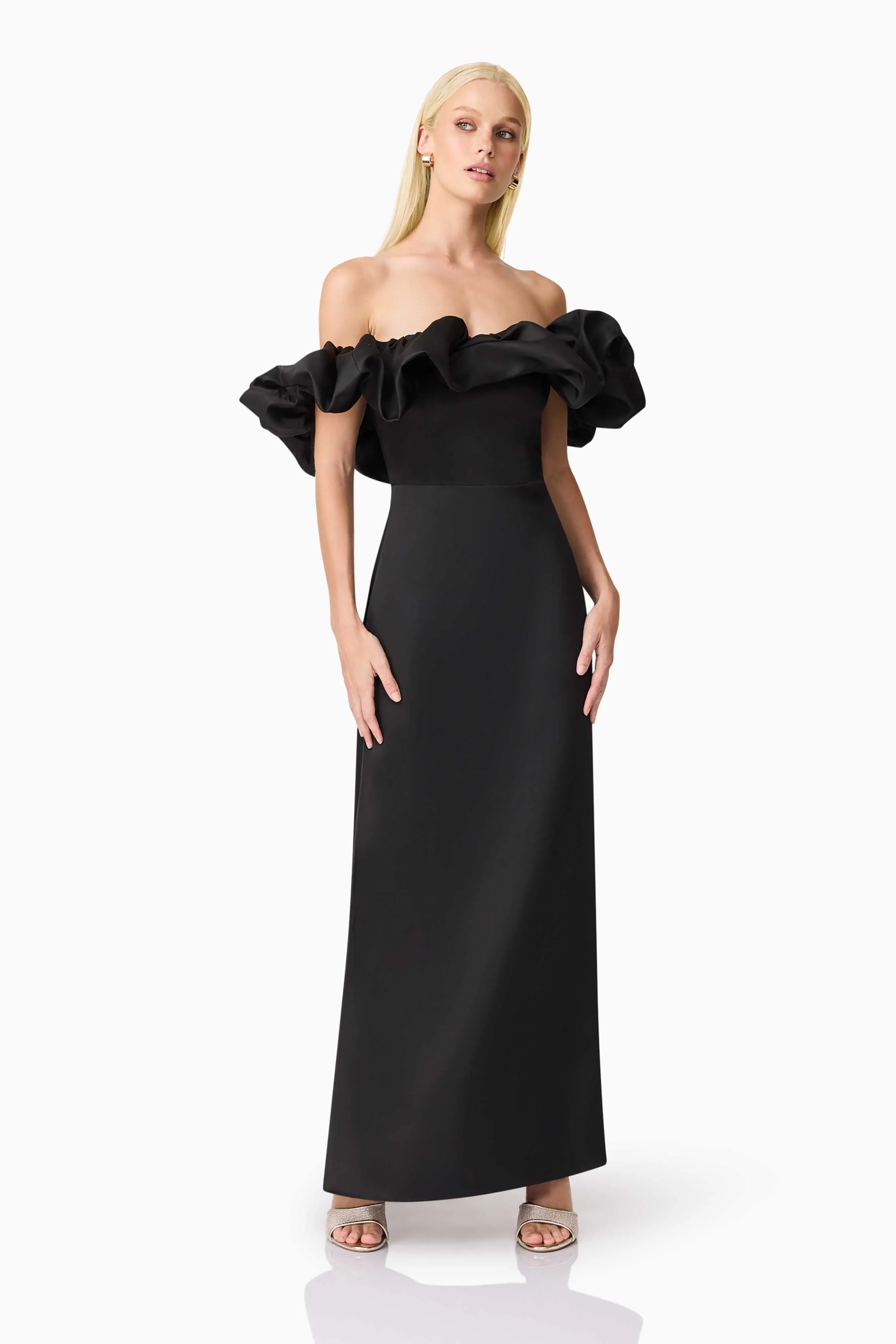 Sharon Off The Shoulder Midi Dress in Black sold by Elliatt product image thumbnail 4