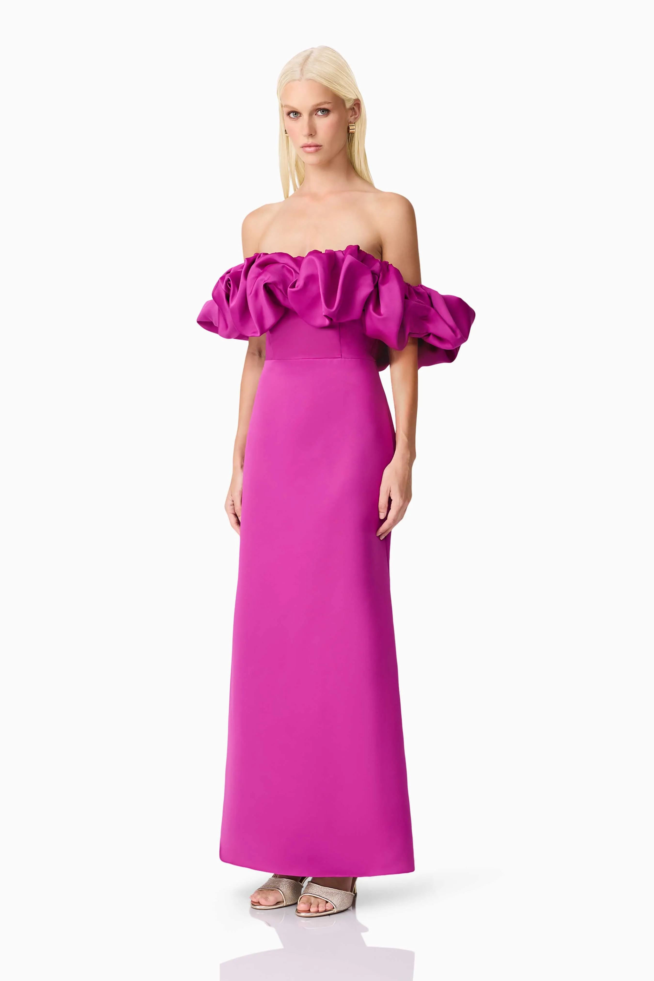 Sharon Off The Shoulder Midi Dress in Purple sold by Elliatt product image thumbnail 3