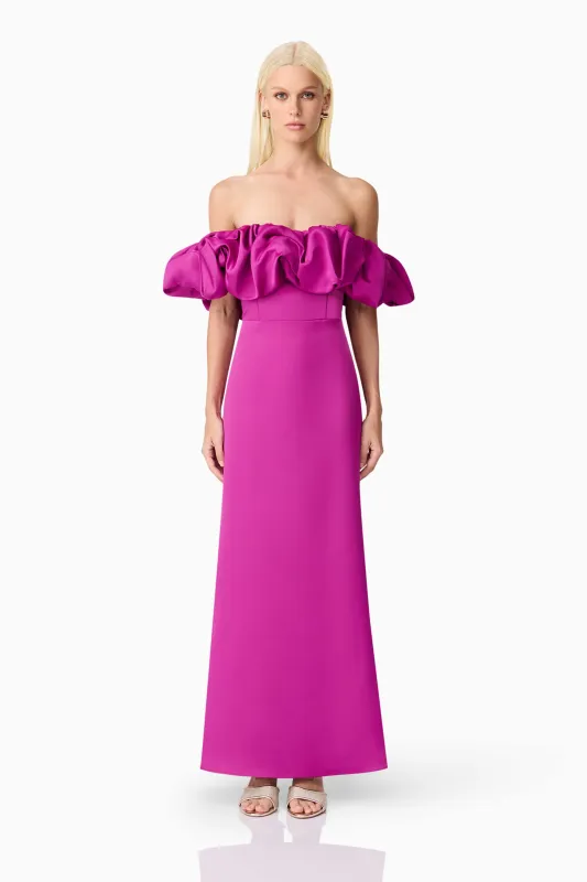 Sharon Off The Shoulder Midi Dress in Purple made by Elliatt