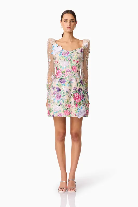 Eliska Long Sleeve Mini Dress in Floral sold by Elliatt