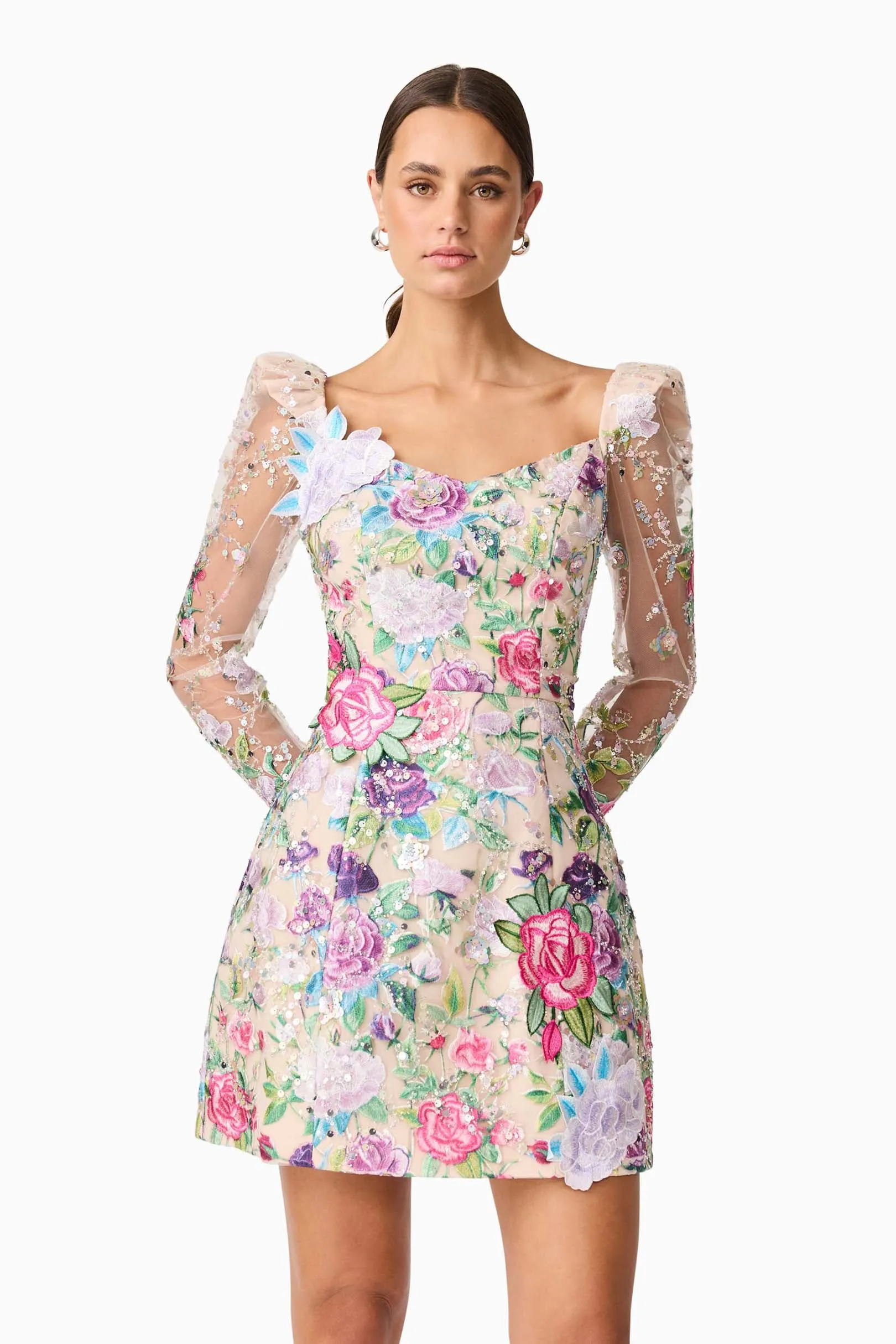 Eliska Long Sleeve Mini Dress in Floral sold by Elliatt product image thumbnail 3
