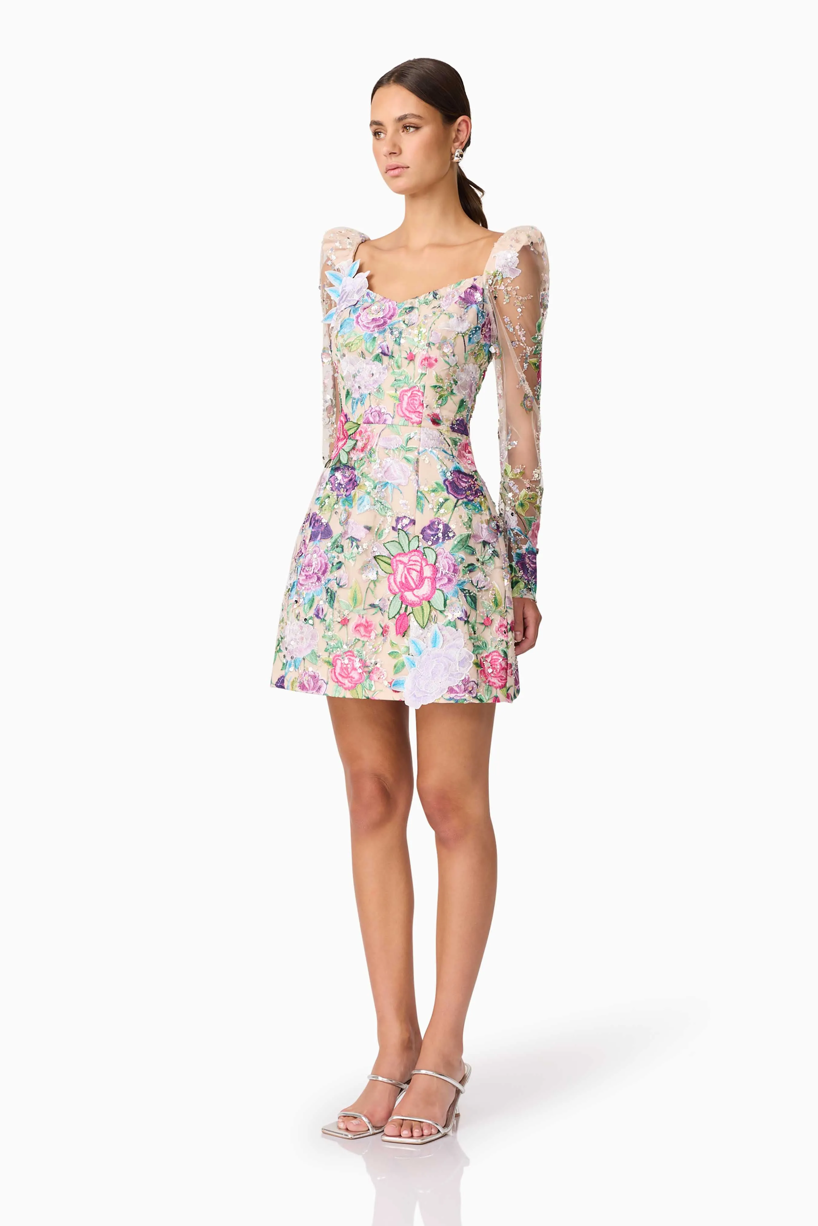 Eliska Long Sleeve Mini Dress in Floral sold by Elliatt product image thumbnail 5