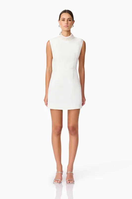 Rafaela Mini Shift Dress in White sold by Elliatt