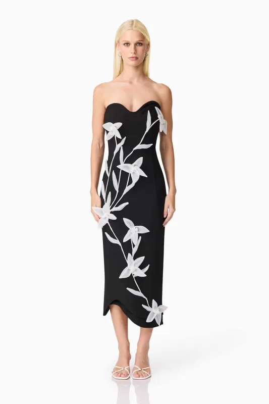 Ilaria Sweetheart Midi Dress in Black made by Elliatt