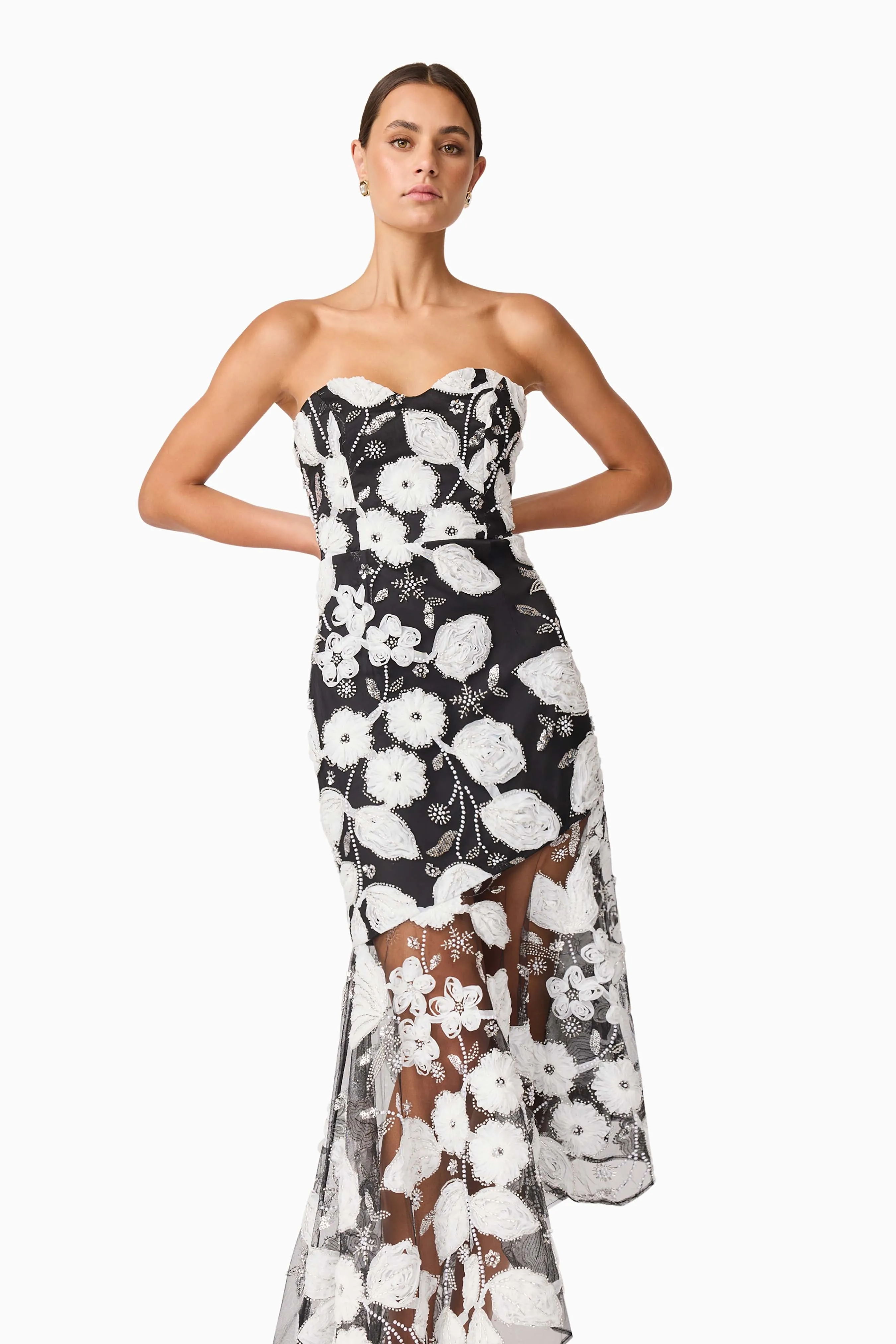 Carol Strapless Gown in Black & White sold by Elliatt product image thumbnail 2